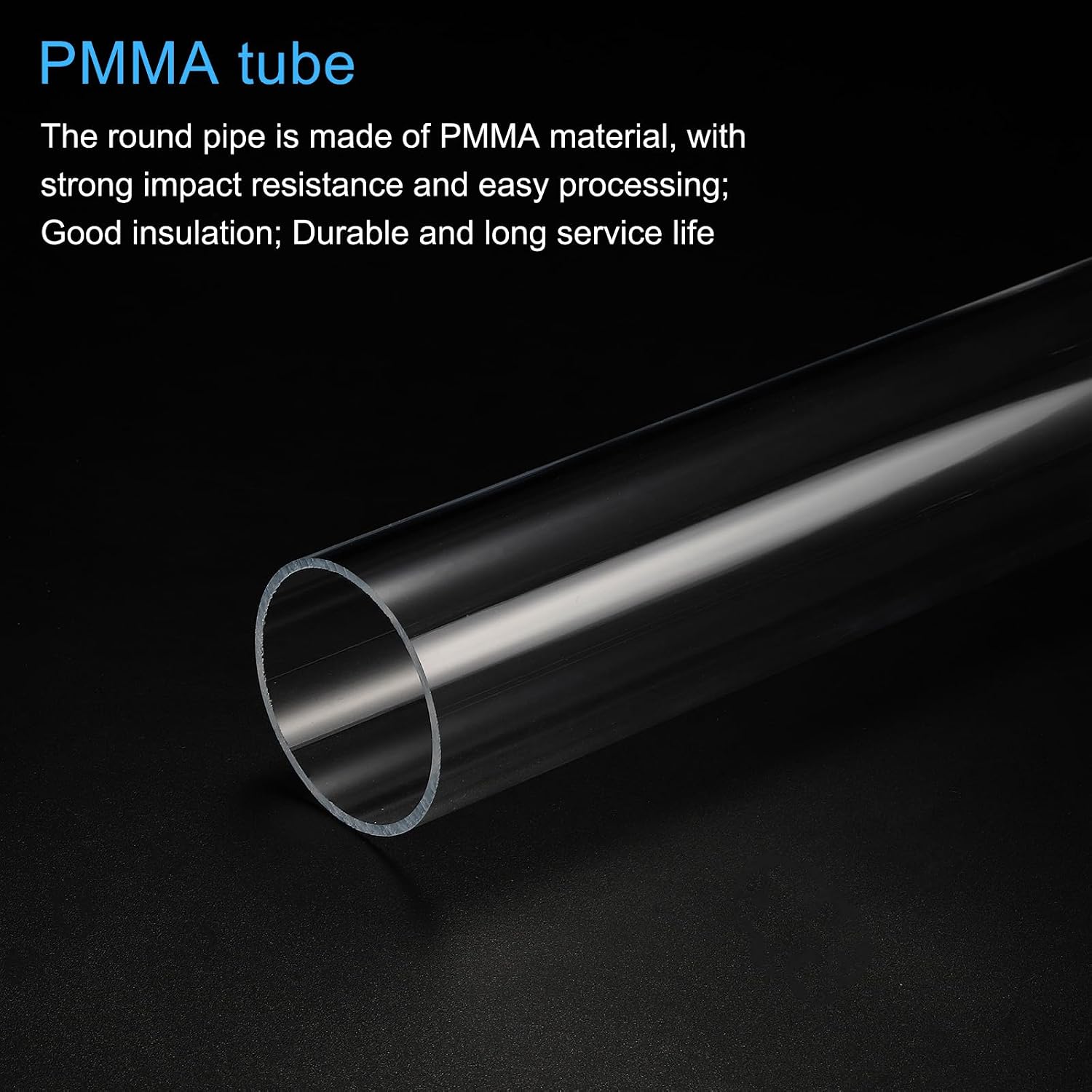 MECCANIXITY Acrylic Pipe Clear Rigid Round Tube 47mm(1.9") ID 50mm(2") OD 10" for Lamps and Lanterns, Water Cooling System