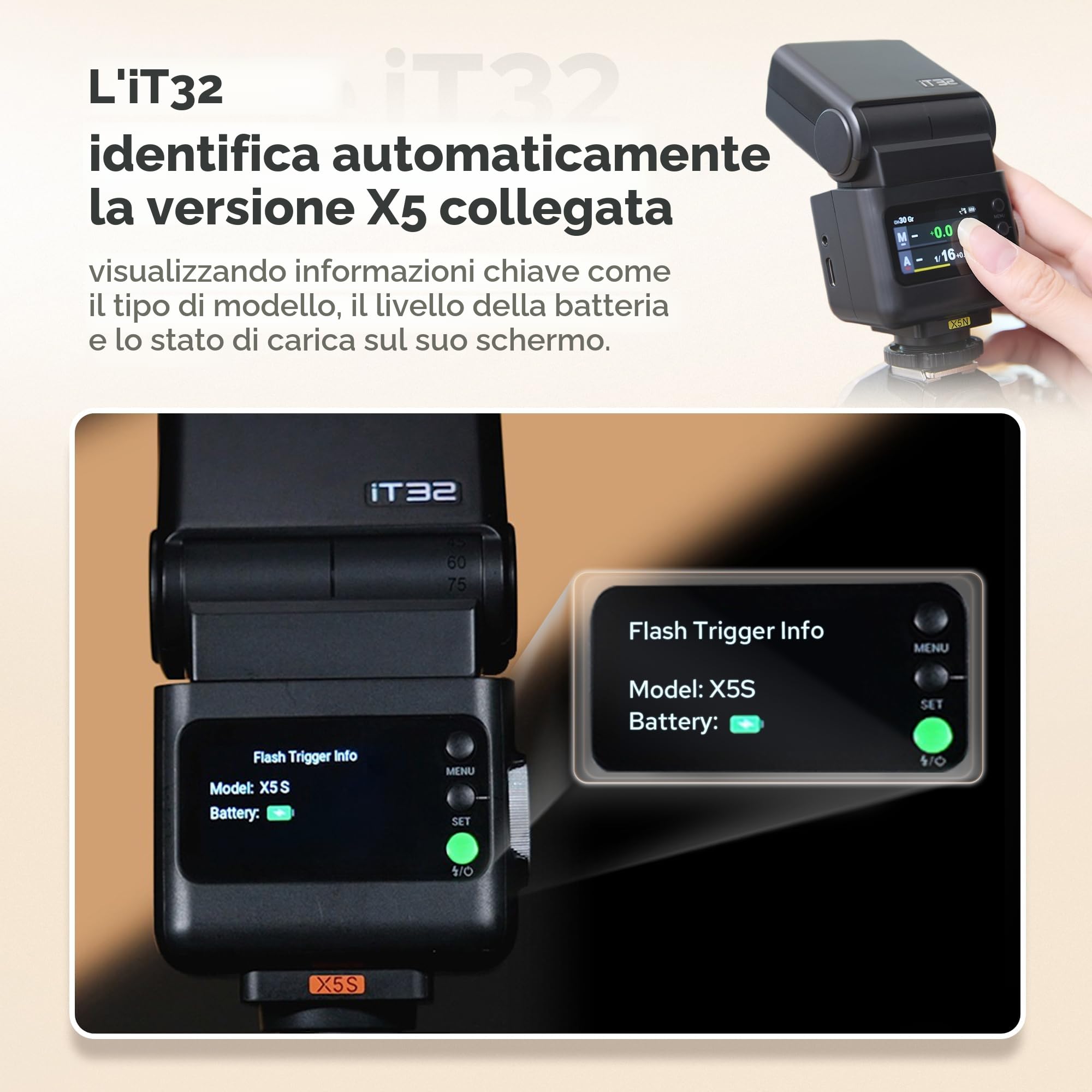 Godox iT32 - Flash TTL per fotocamera e trigger flash wireless X5 N da 2,4 GHz HSS 1/8000 s GN18 con diffusore magnetico per fotocamere Nikon