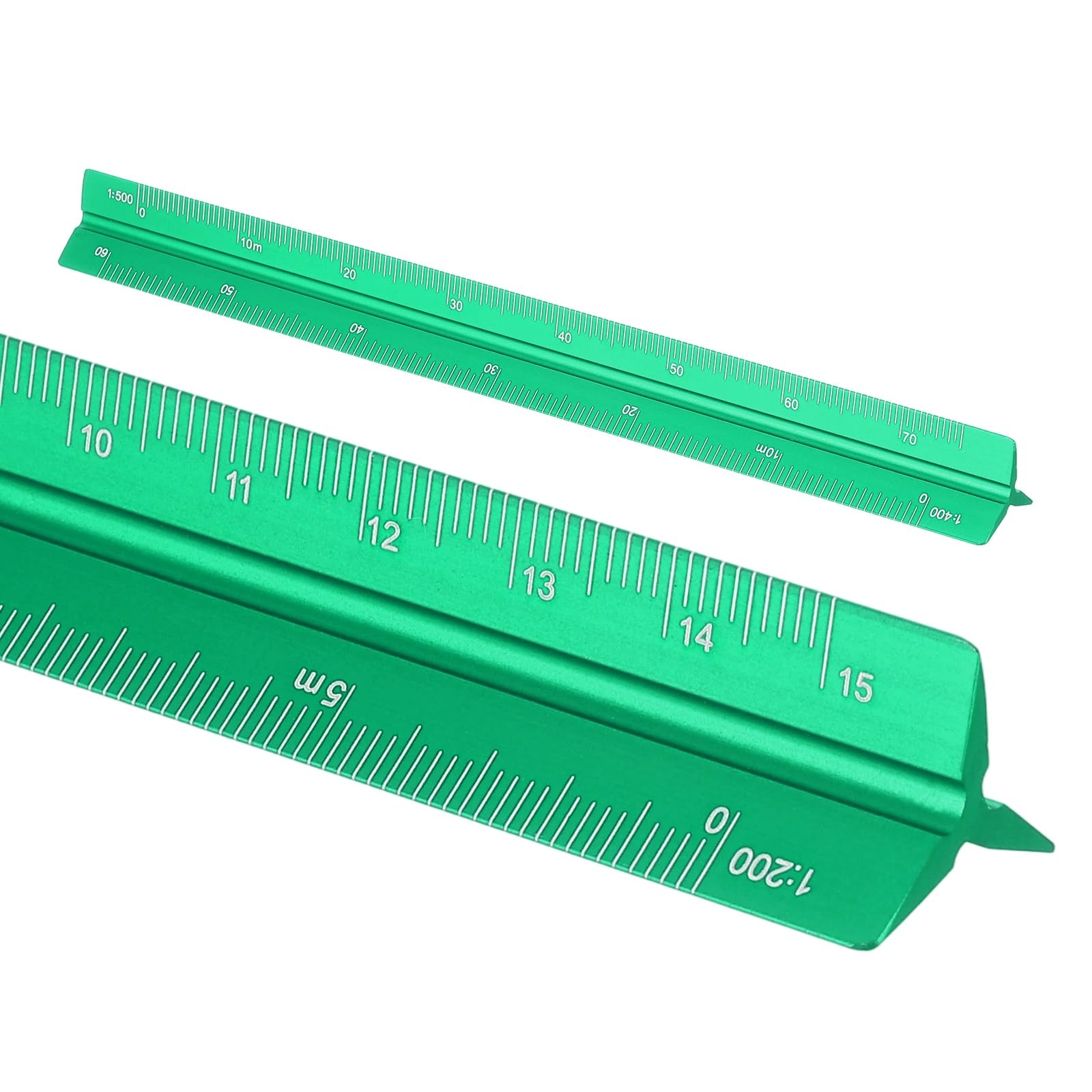 sourcing map Architectural Scale Ruler, 7 Inch Metric Aluminum Alloy Architect Triangular Large Scale Laser-Etched Blueprint Drafting Ruler for Architects Engineers, Green
