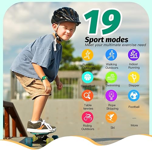 Miniatura 4 de Reloj inteligente para niños, resistente al agua IP68, reloj rastreador de actividad física con cara de 1.5 pulgadas, monitor de sueño de frecuencia