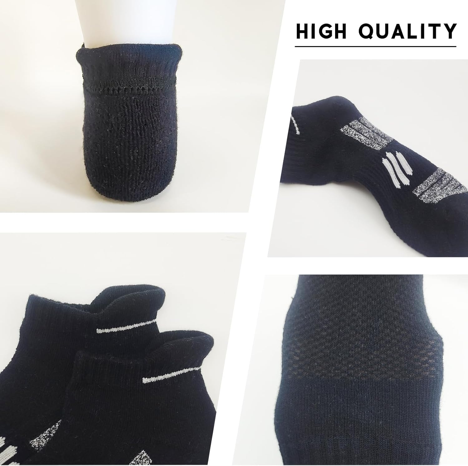 Women's Cotton Athletic Ankle Socks with Wicking Anti-Blister Arch Support Cushioned Sole for Running 5 Pairs - Image 7