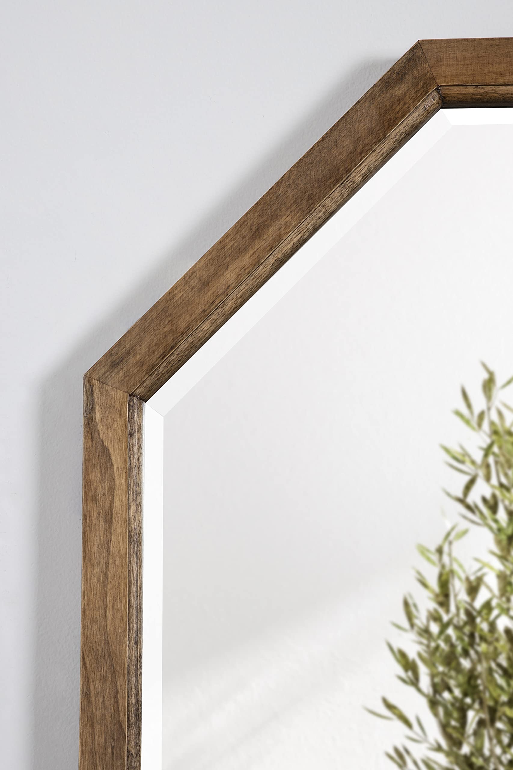 Glitzhome ファームハウス 壁掛けミラー 八角形の木製フレーム 素朴なヴィンテージ装飾 玄関 寝室 リビングルーム バスルーム ドレッサー用 八角形ミラーの通販