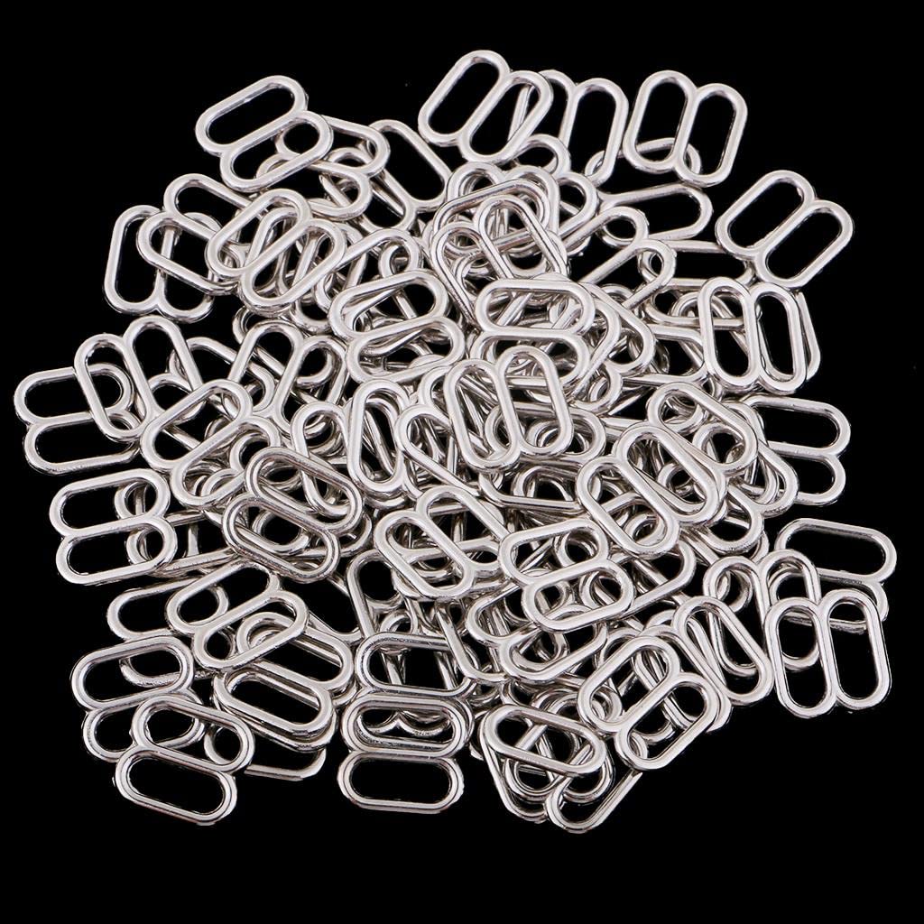 LICHTS 100Pc Metal Bra Strap Adjuster Slider 8 Hook Lingerie Adjustment Buckle 8mm-picture-22