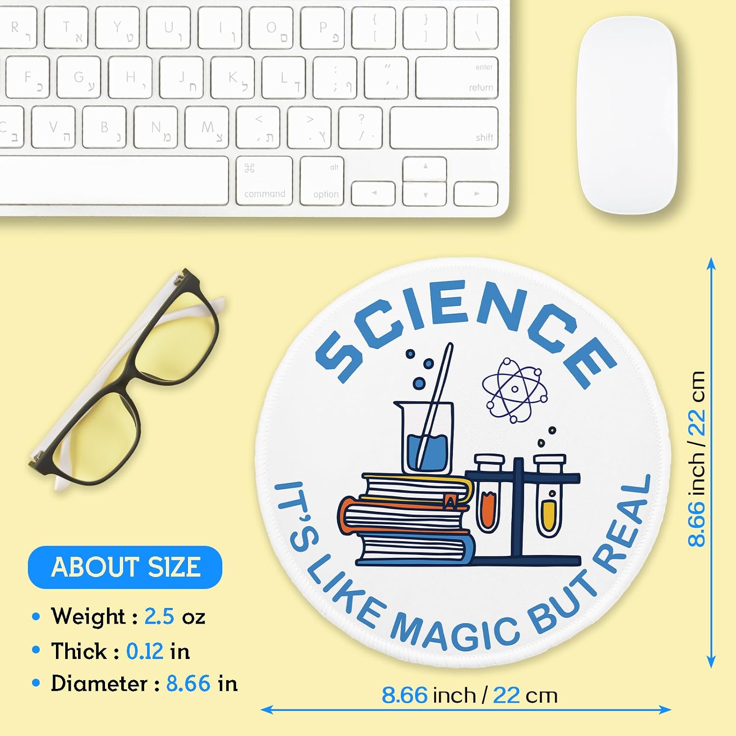 YAZMEEN Lab Technician Mousepad, Office Gifts Mouse Pad with Stitched Edge Non-Slip Rubber Base, Cute Round Mouse Mat for Laptop Supplies, Scientist Mousepad Home Office Computer Desk Accessories image 4