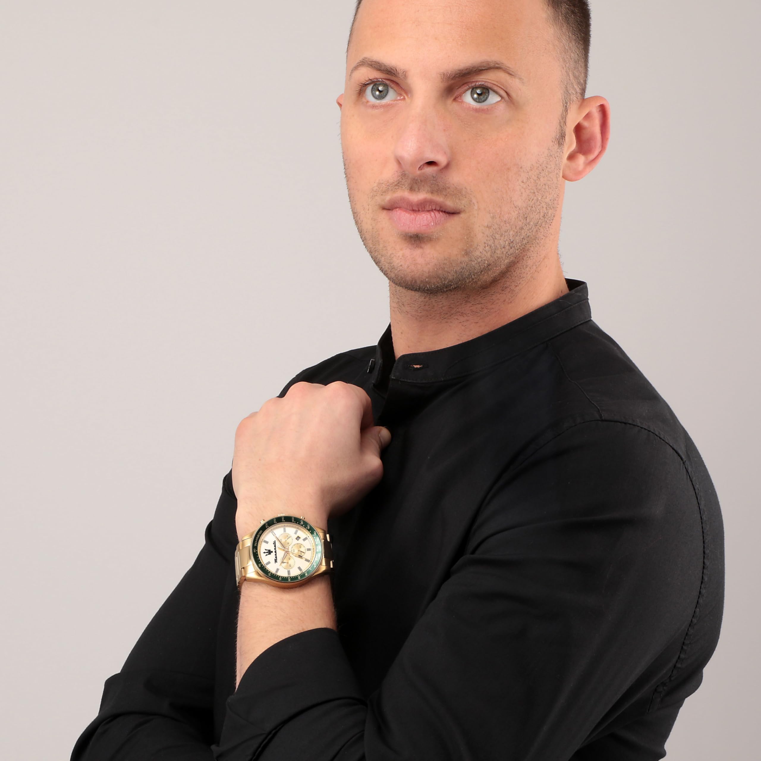 Maserati Reloj para Hombre, Colección Sfida, en Acero Inoxidable, PVD Oro Amarillo, con Correa de Acero Inoxidable - R8873640005