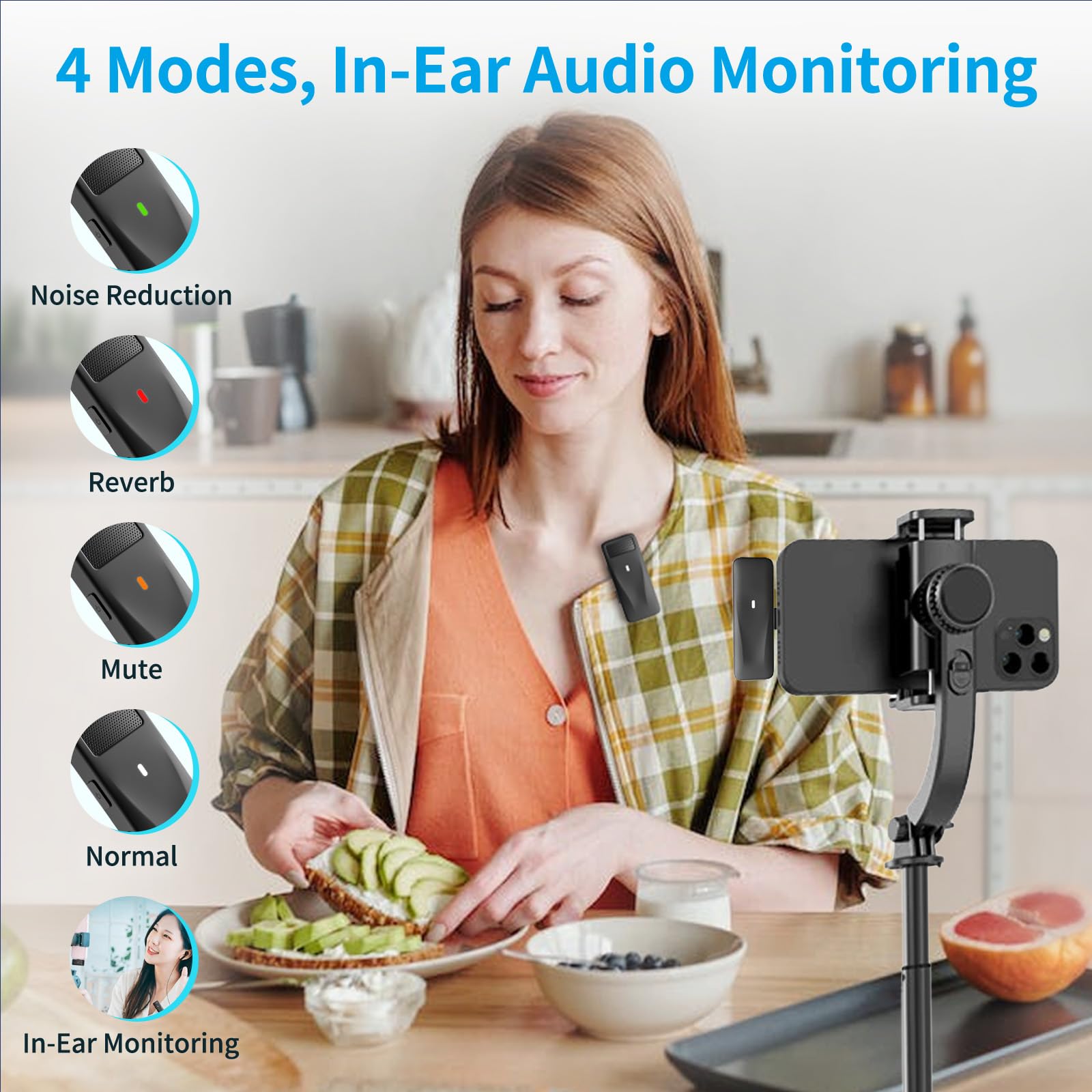 PILSAMAS Lot de 2 microphones cravate sans fil pour iPhone iPad avec étui de charge, réduction du bruit, mini micro Lav, mini microphone à clipser pour enregistrement vidéo, streaming YouTube, Vlog