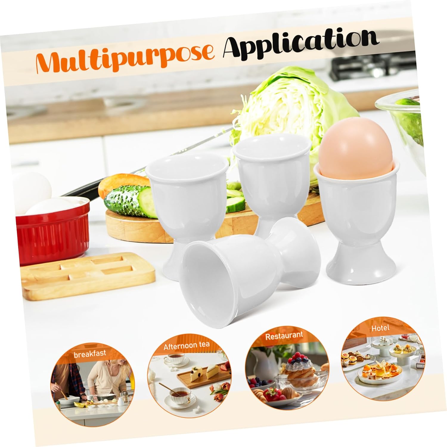 OUNONA 4pcs Handpainted Ceramic Egg Cups Easter Egg Holders for Display Cup Stand Single Holder for Breakfast