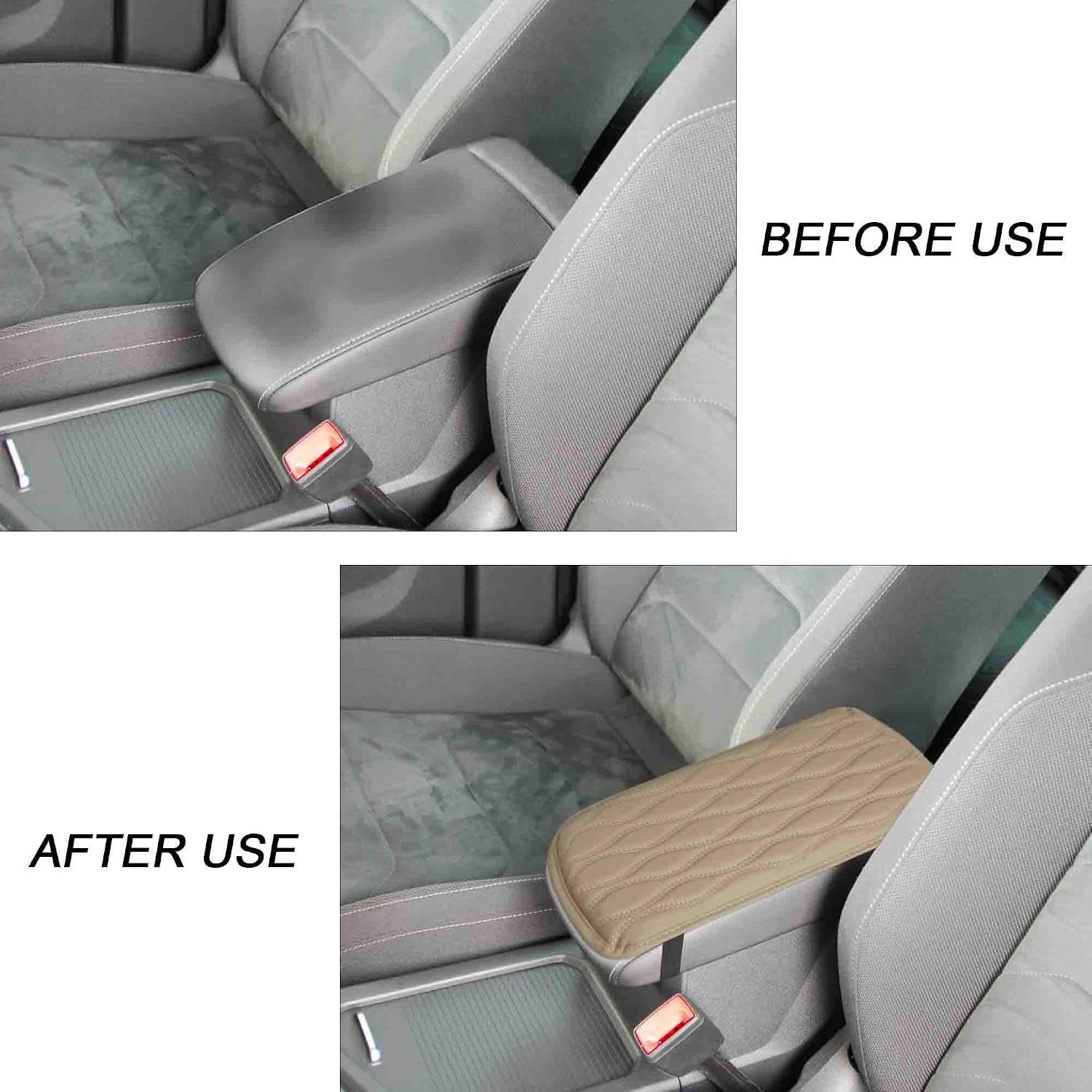WINKA Auto Center Console Pad, Car Armrest Seat Box Cover Protector, Relax Elbow Cushion Comfort Pillow Pad Beige