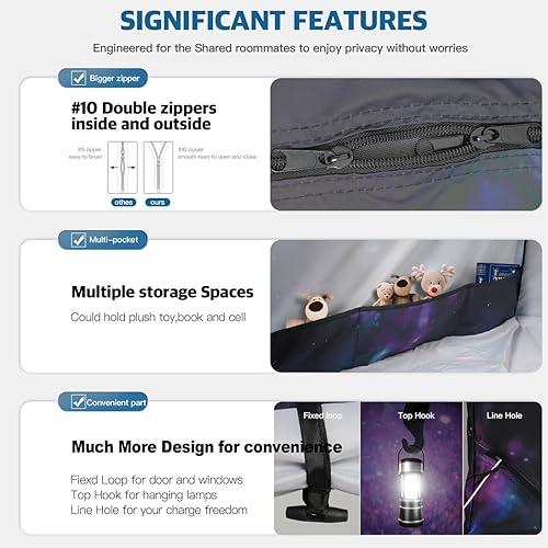 Miniatura 7 de Bed Tent,Portable Privacy Sleeping Bed Canopy,Blackout 90% Drapes for Kids and Adult,Indoor Space Tent with Breathable Large Mesh Windows