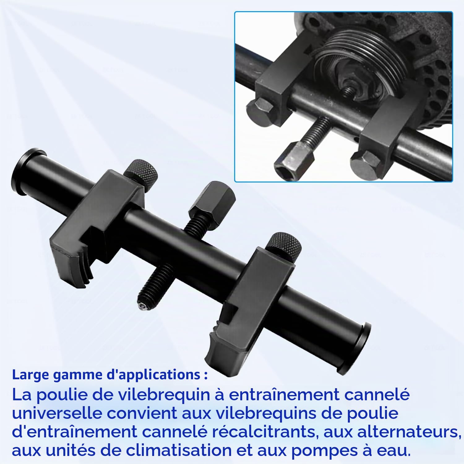 ZKTOOL Extracteur de Poulie de Vilebrequin Nervurée Universel | Kit Réglable 35-160MM pour Poulies V-Nervurées d'Alternateurs, Unités de Climatisation et Pompes à Eau.