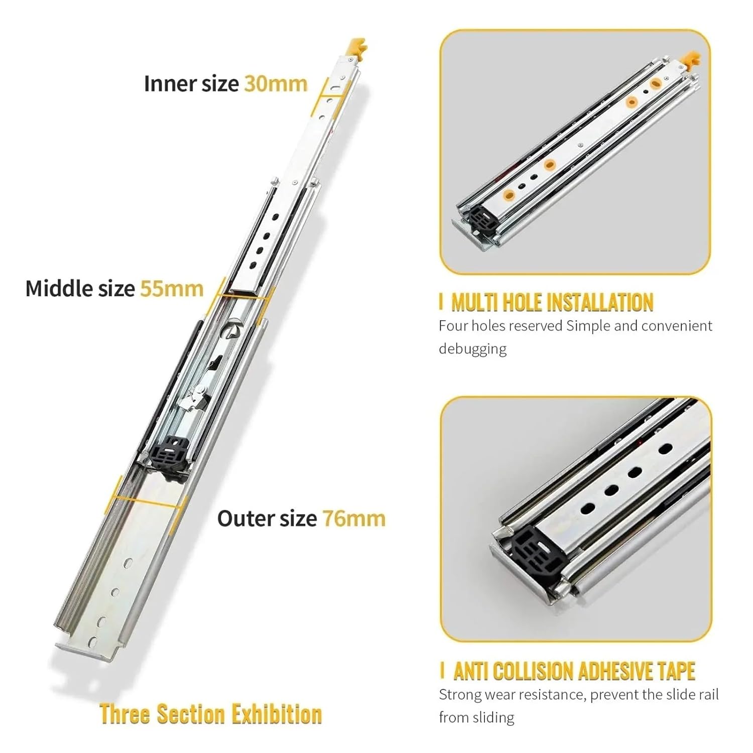 Full-Extension Drawer Slides 1Pair 12-50inch Full Extension Heavy Duty Drawer Slides Hardware(32in)