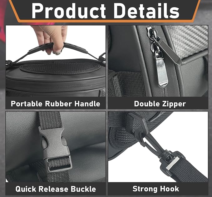 Bolsa trasera para moto multipropósito, negra miniatura 3