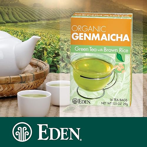 Miniatura 4 de Eden Genmaicha Té verde orgánico, té verde Sencha con arroz integral orgánico tostado, japonés, 16 bolsascaja de té de manila sin blanquear (paquete