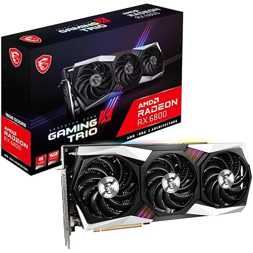 msi Gaming Radeon RX 6800 16GB GDRR6 256-Bit HDMI/DP 2105 MHz RDNA 2 Architecture OC Graphics Card (RX 6800 Gaming X Trio 16G)