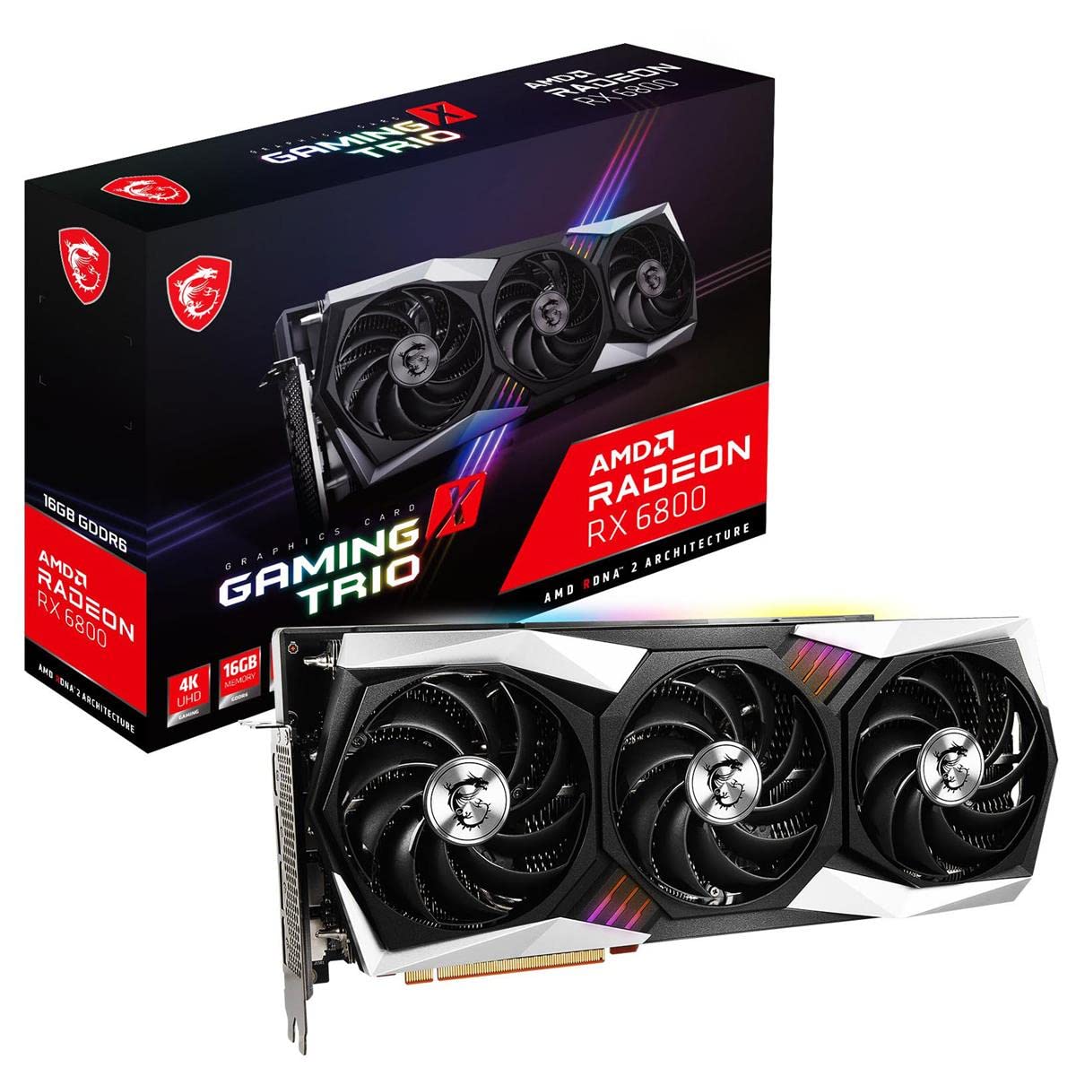 71QUIiY5BIL._SL1200_ MSI Radeon RX 6800 Gaming X Trio 16G Graphic Card, Radeon RX 6800 GPU, 16 GB GDDR6 256-Bit Memory, 16 Gbps, PCIe 4, Up to 2155 MHz Core Clock, TORX Fan 4.0, Tri Frozr 2, PCIe x16