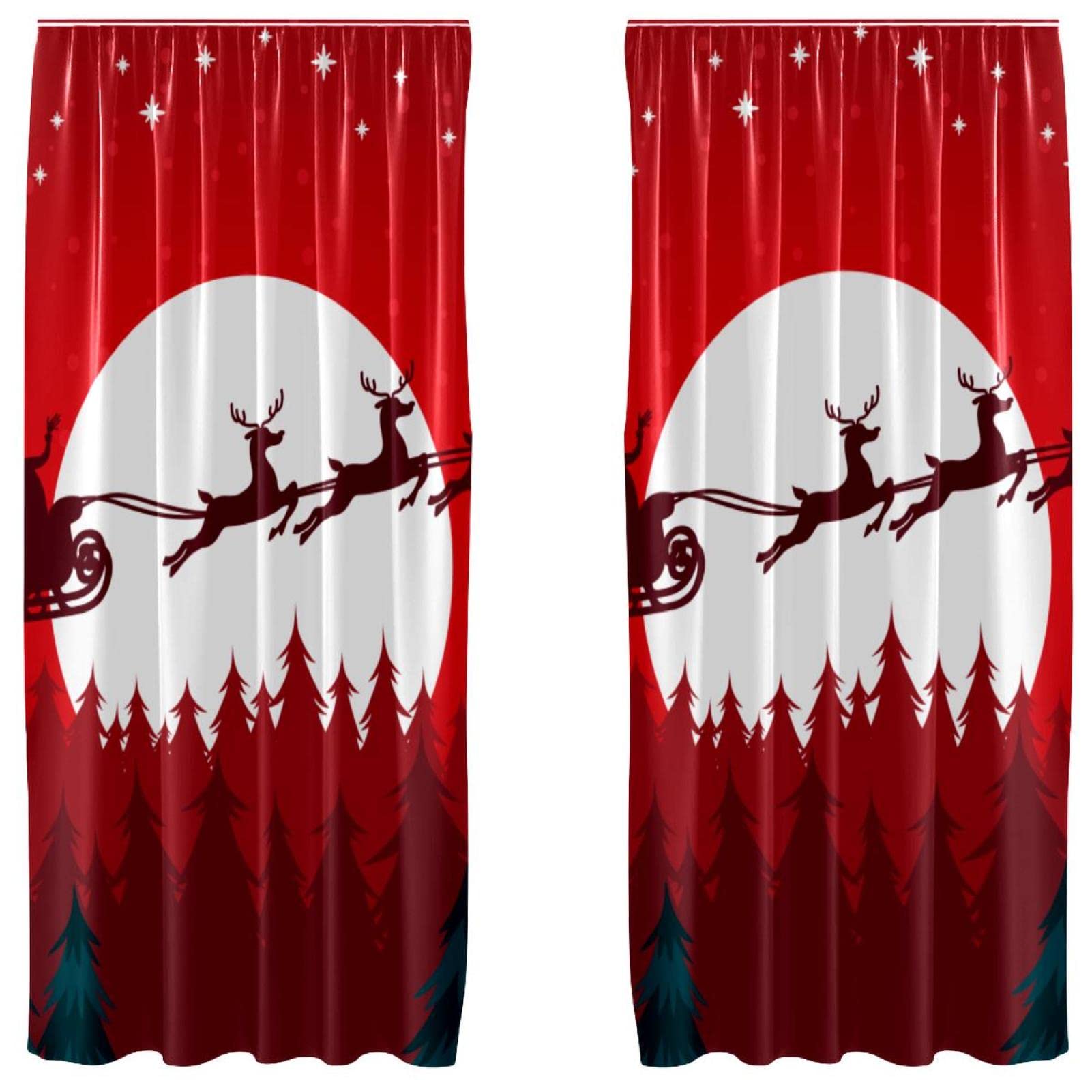 Cortinas opacas navideñas de reno y Santa de 55x84" para regalar estas fiestas 1