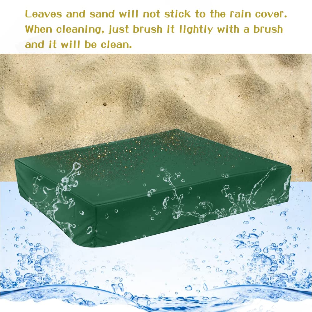Couverture de Bac à Sable,bache bac a Sable,Housse de bac à Sable,avec Cordon de Serrage,pour Bac à Sable, Piscine, Jardin ou Ferme (150x150x20 Green)