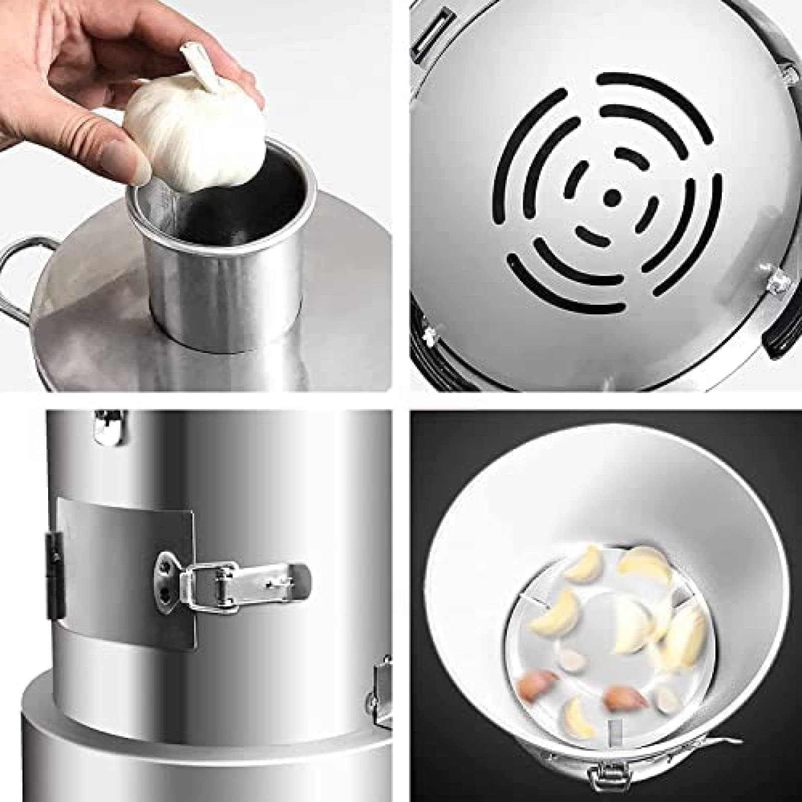 Peladora De Ajo Seco Entero De 200 W, Separador De Dientes De Ajo Eléctrico Profesional De 30 Kg/h con Radiador, Pelador De Ajo Automático De Acero Inoxidable For Uso Doméstico Y Comercial