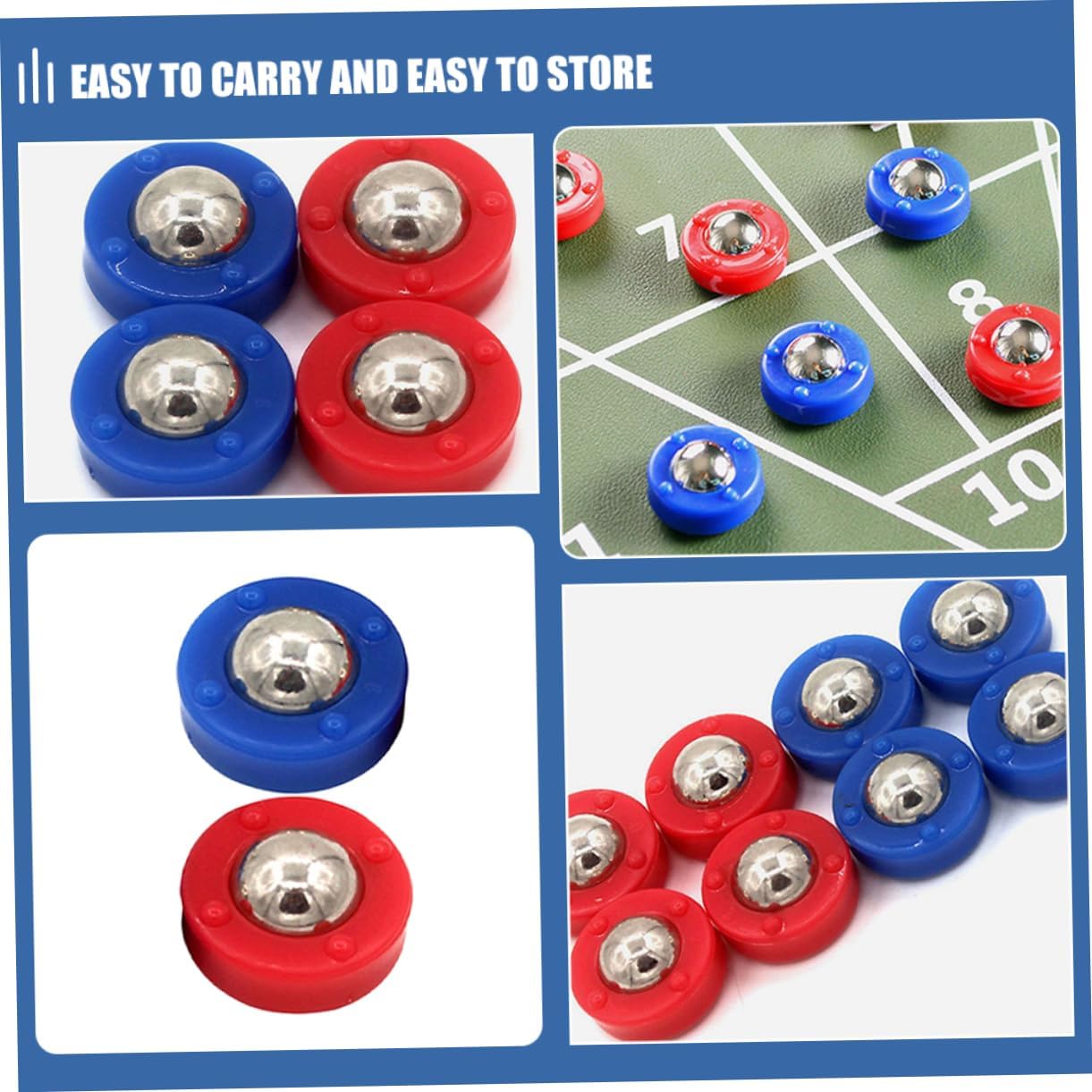 YARNOW 20pcs Mini Shuffleboard Pucks Tabletop Game Beads for Indoor Fun for and Parties Red Blue