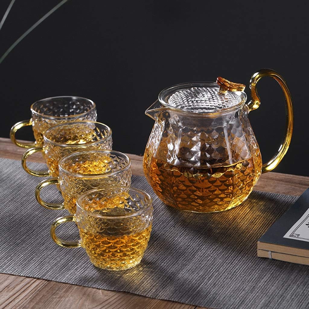 Tea set teacup set Glass Kung Fu Tea Set Teapot Home Transparent Tea Set Suit With Filter Teacup Set European Style Household Tea Set Gift (Size : B)