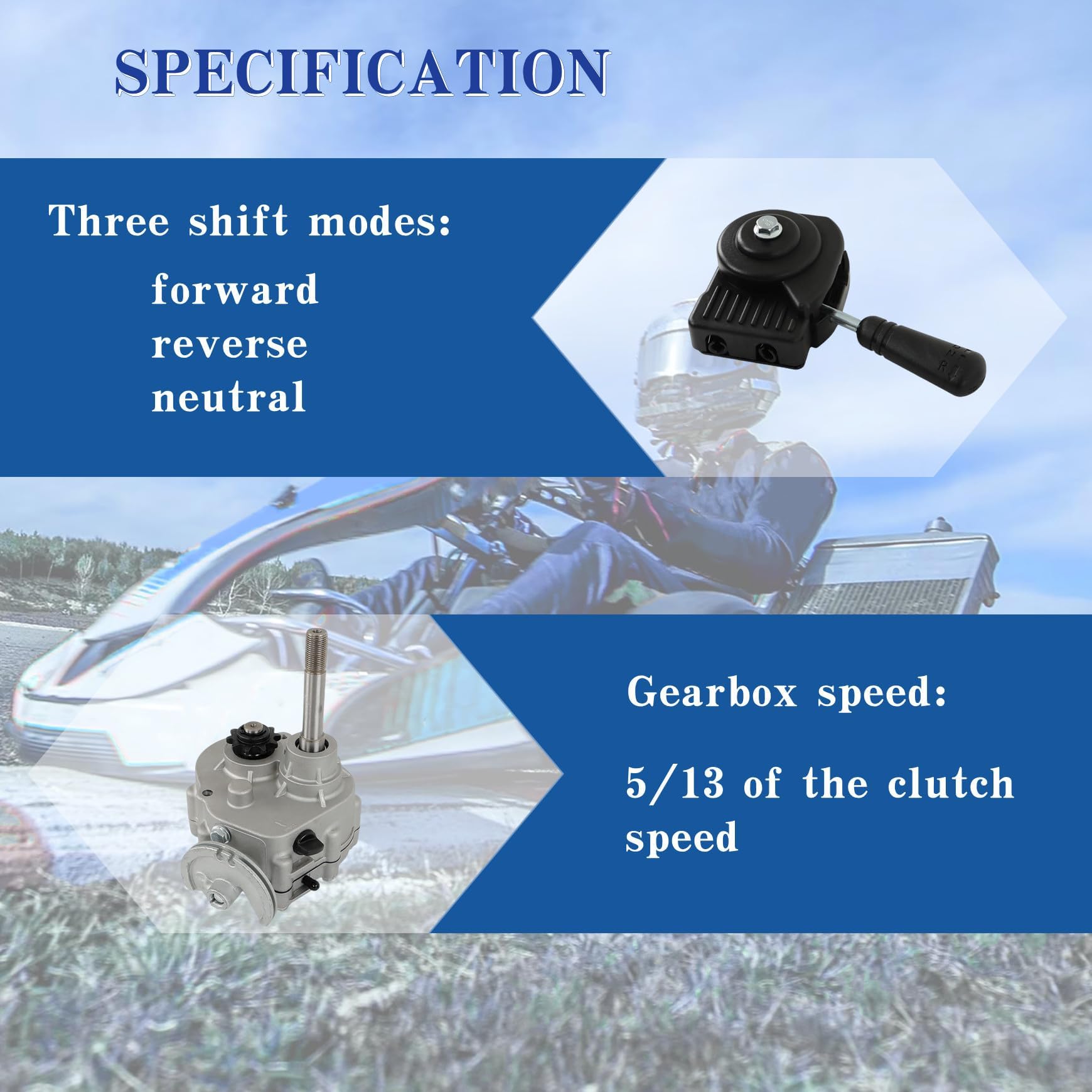Silscvtt Go Kart Forward Reverse Gearbox 3 Shift Modes Replacement