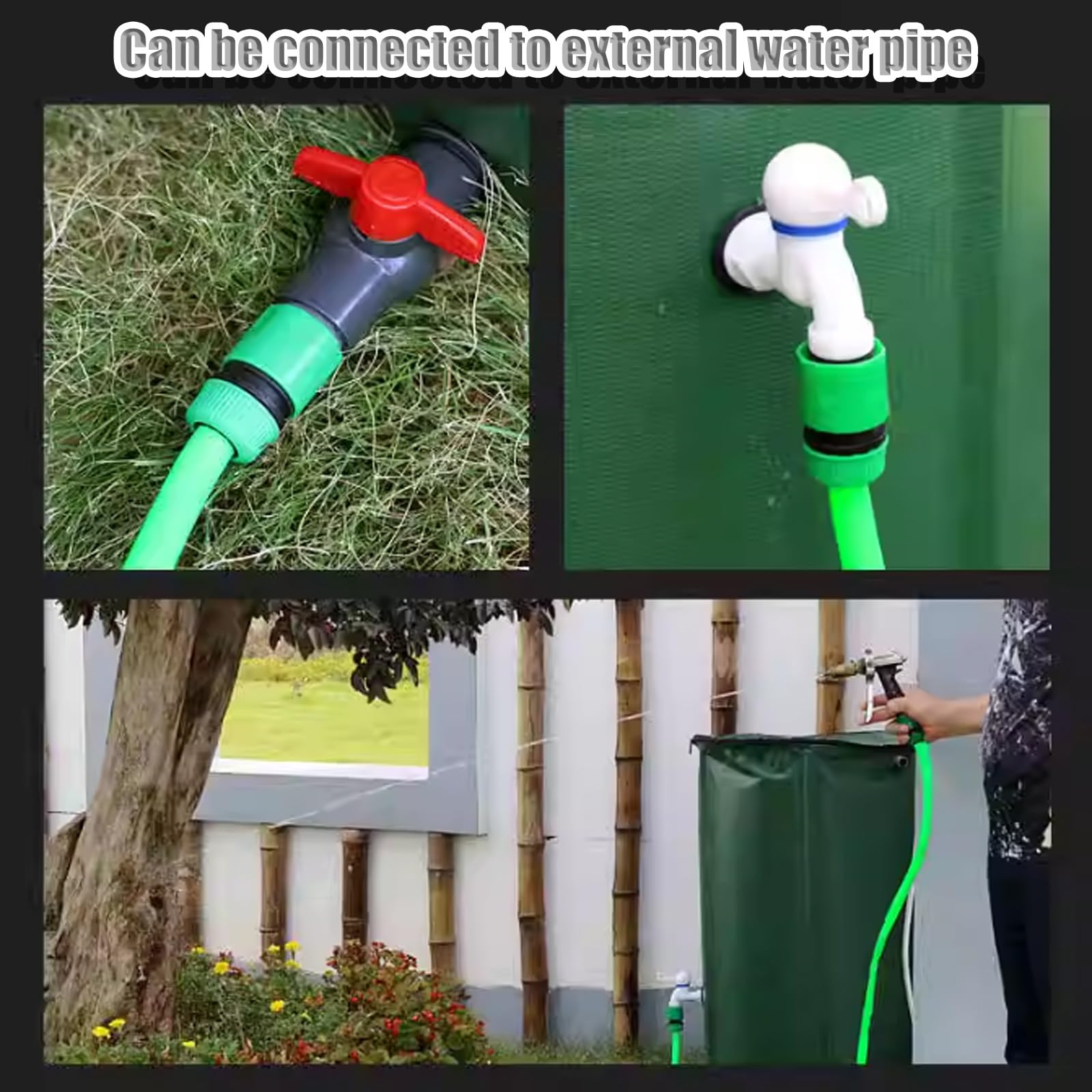 Barile per la Raccolta dell'Acqua piovana da 1000 Litri, Serbatoio di stoccaggio dell'Acqua, barile per la Raccolta dell'Acqua piovana Nera per Uso in Giardino