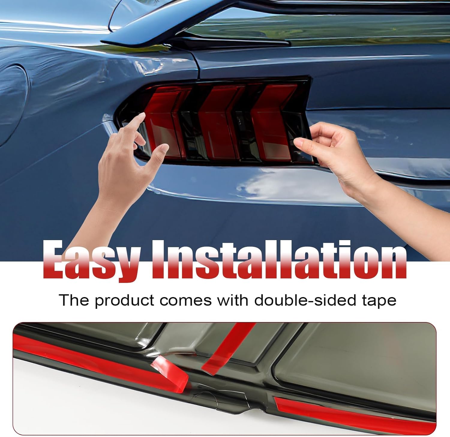 GearUp Tail Light Covers for Ford Mustang 2024 2025 Smoke Tail Lamp Cover