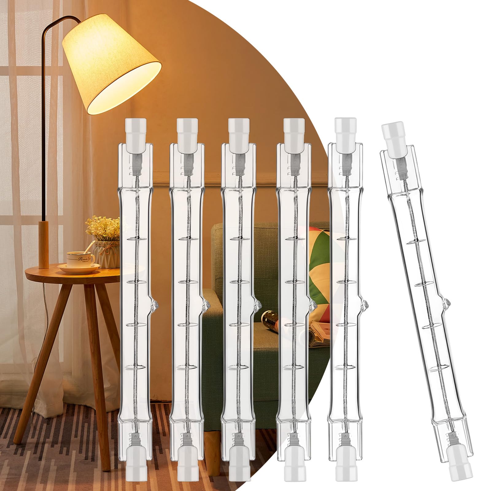 Xiansini 6 Pack R7S Halogen Bulb 118mm 400W 2700K Warm White, J118 Linear Halogen Light Bulbs 220-240V, Security Light Bulb Replacement for Outdoor Floodlights, Garden Lights, Garage, Halogen Heaters