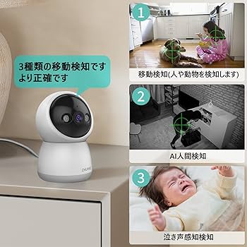 Amazon.co.jp: 【400万画素・360°自動定期見回り】(見守りカメラ