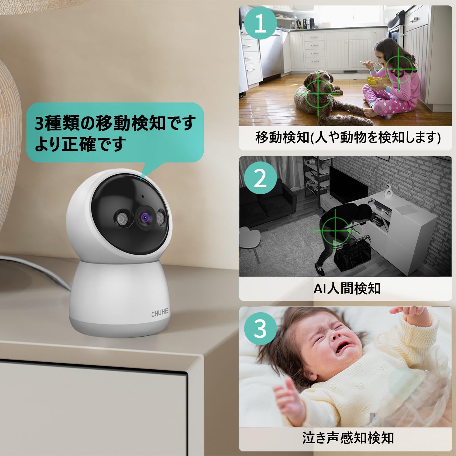 Amazon.co.jp: 【400万画素・360°自動定期見回り】(見守りカメラ