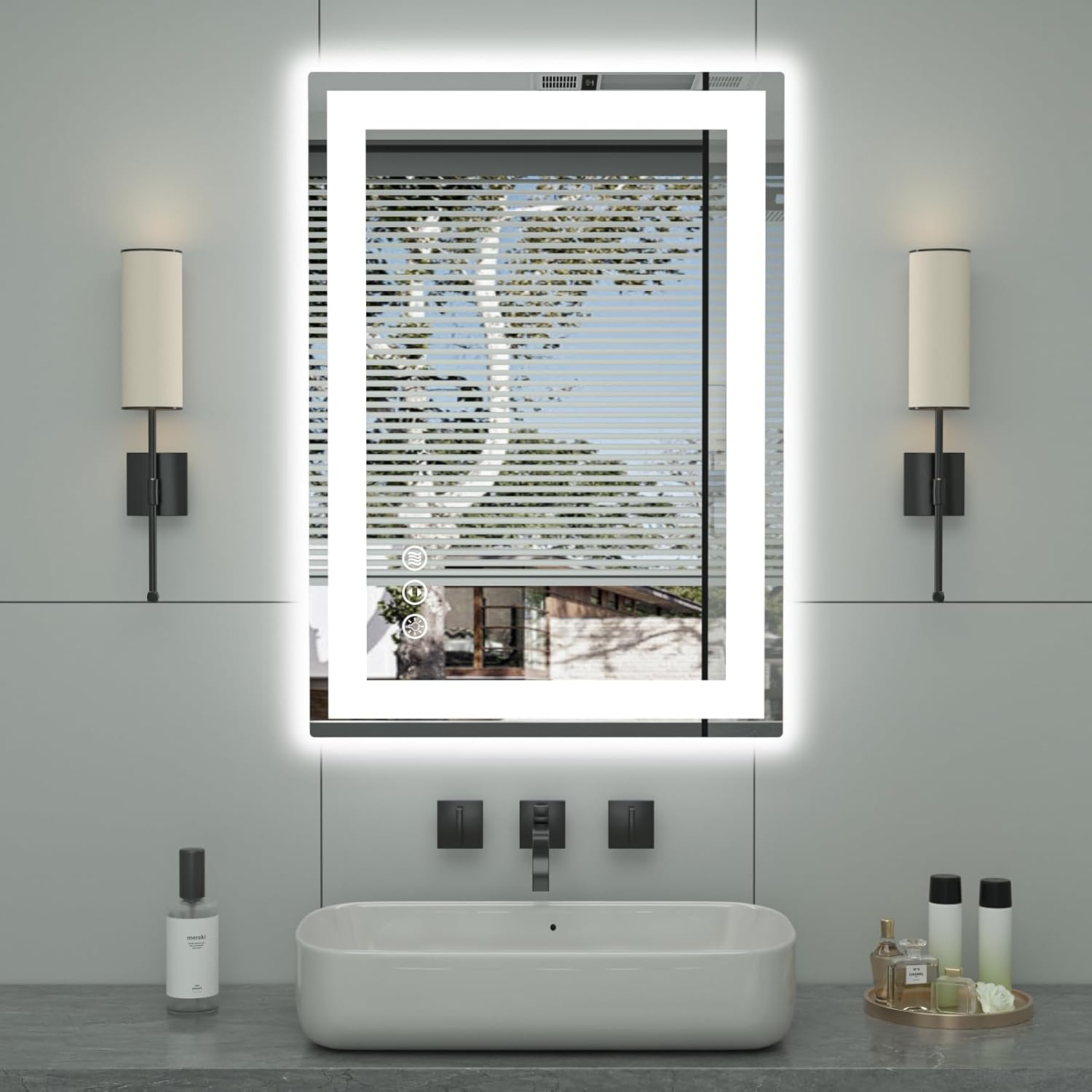 Amazon.com: miskerm 20"x 28" LED Bathroom Mirror with Front and ...