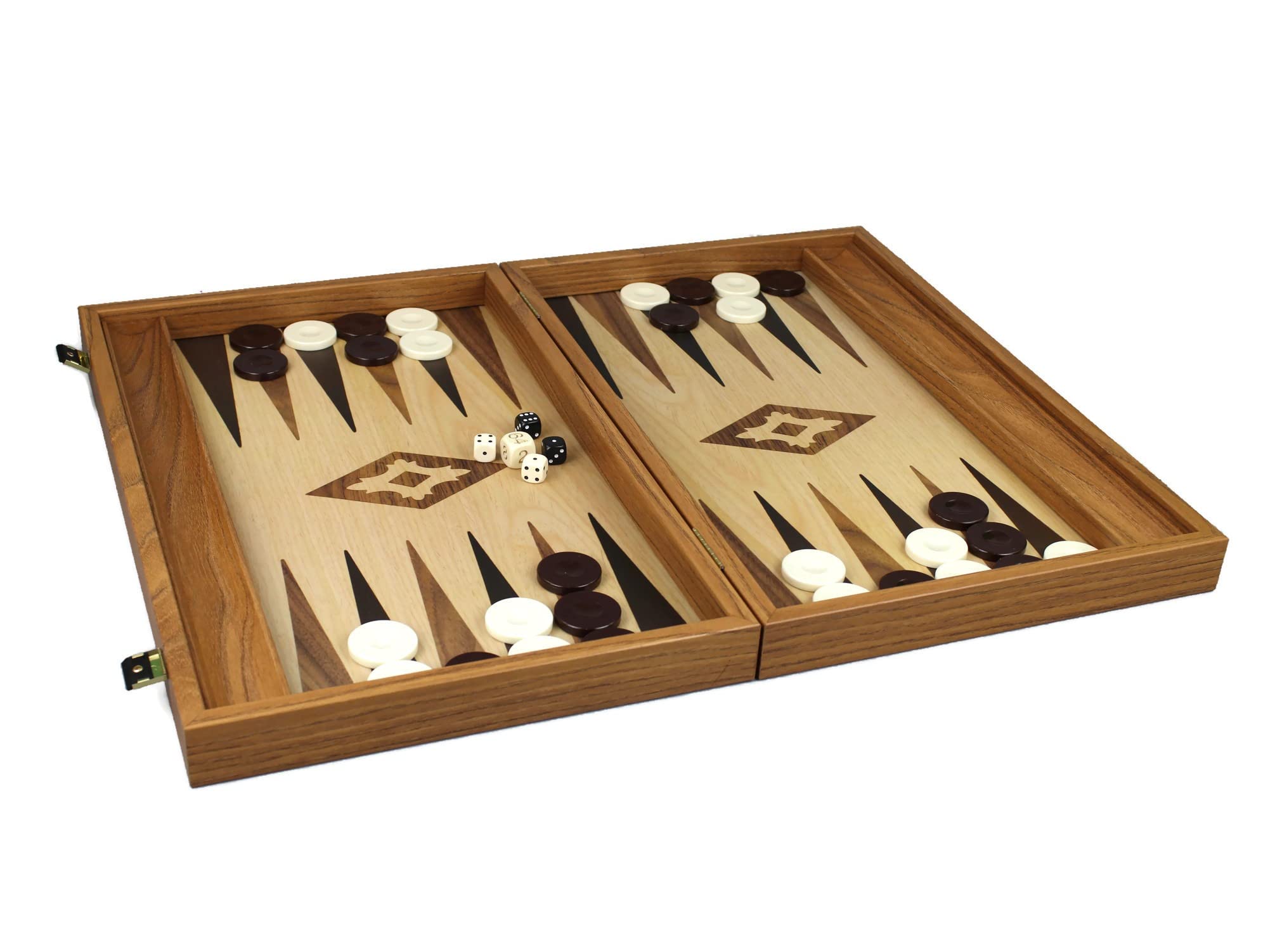 Manopoulos Backgammon Set di scaffali in rovere e noce, 60,5 cm inclusi