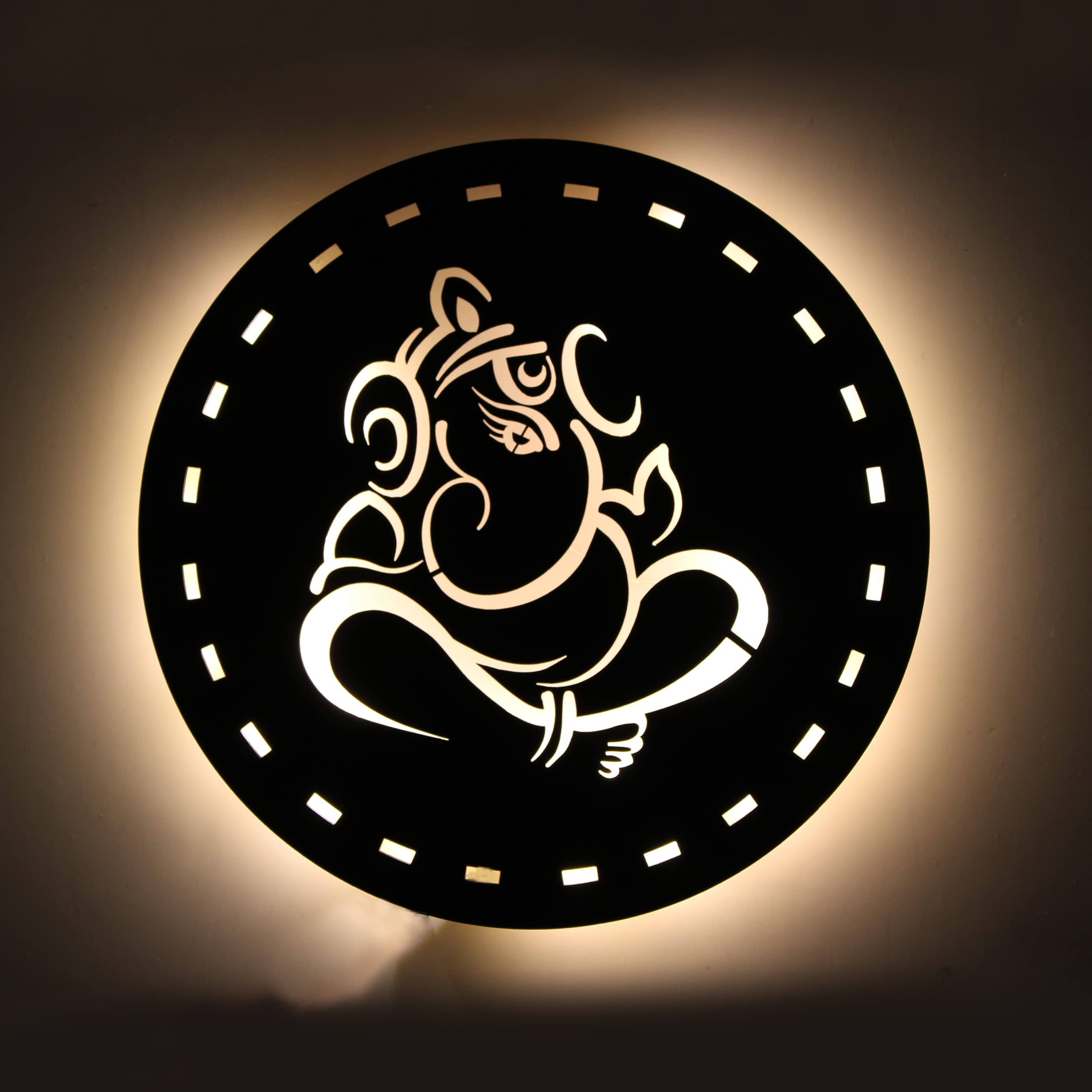 VAH- Kya Bat Hai !! Wooden Ganesh Design Wall Art Décor Wall Hanging Lamp for Living Room, Bedroom, Home Décor, Office décor (Black)-image-22