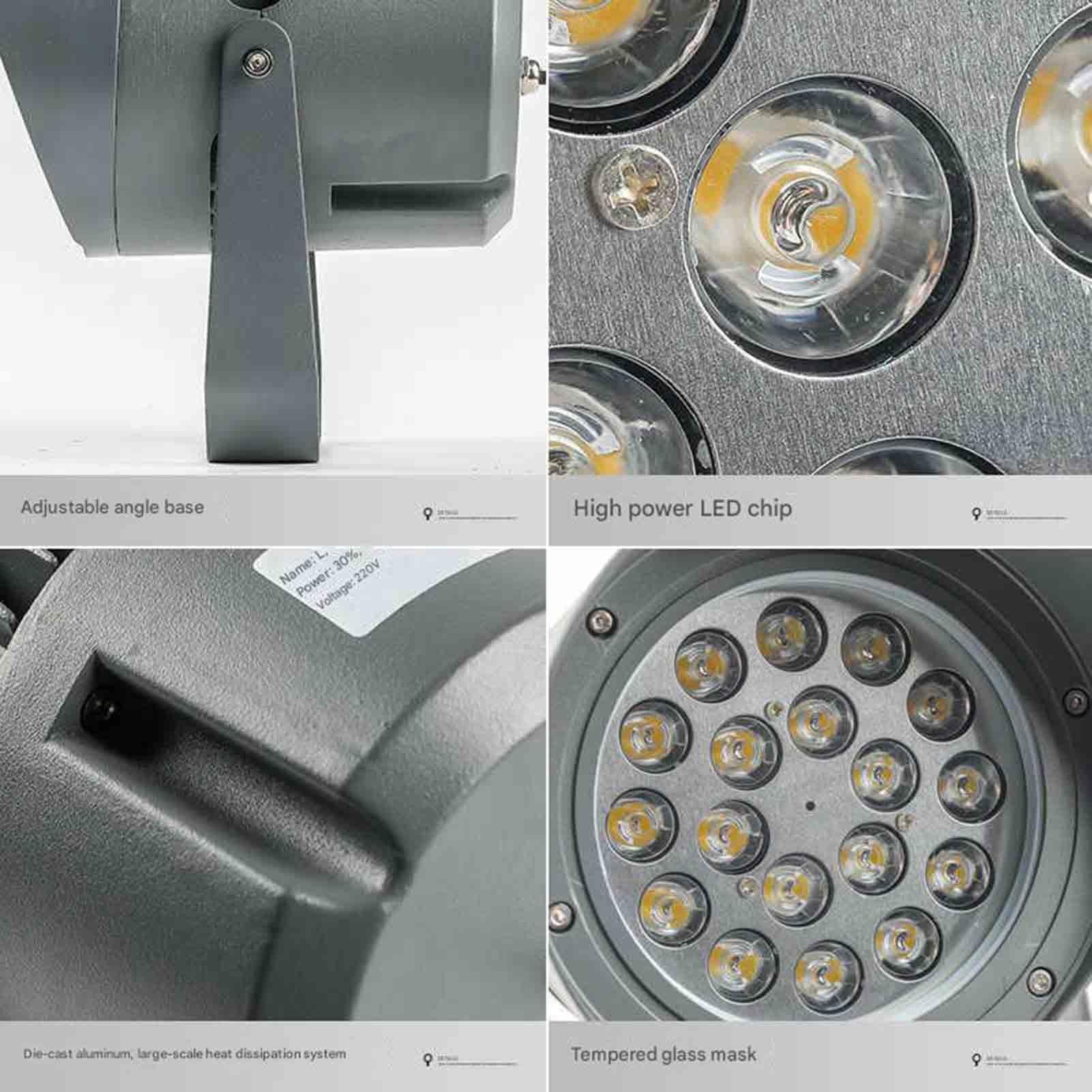 Reflektory LED do ogrodu, oświetlenie zewnętrzne AC85-265 V, wodoszczelność IP65, regulowane, oświetlenie podwórka (zielone, 3 x 2 W)
