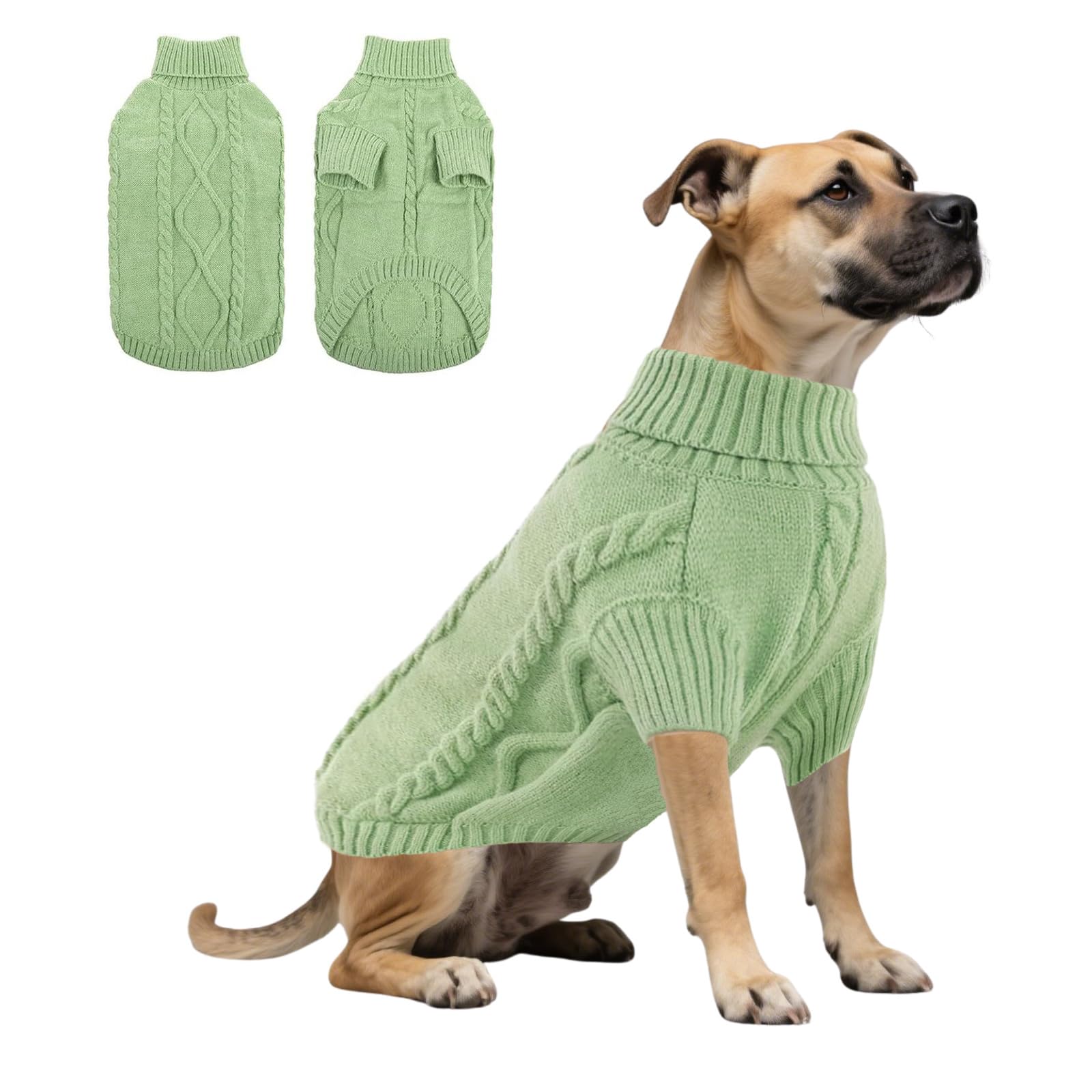 Dog Knitted Sweatshirt,Dog Winter Warm Jumpers Turtleneck Knitwear Cold Weather Puppy Vest Clothes for Cat Puppy Small Medium Large Dogs_S(Pea Green)