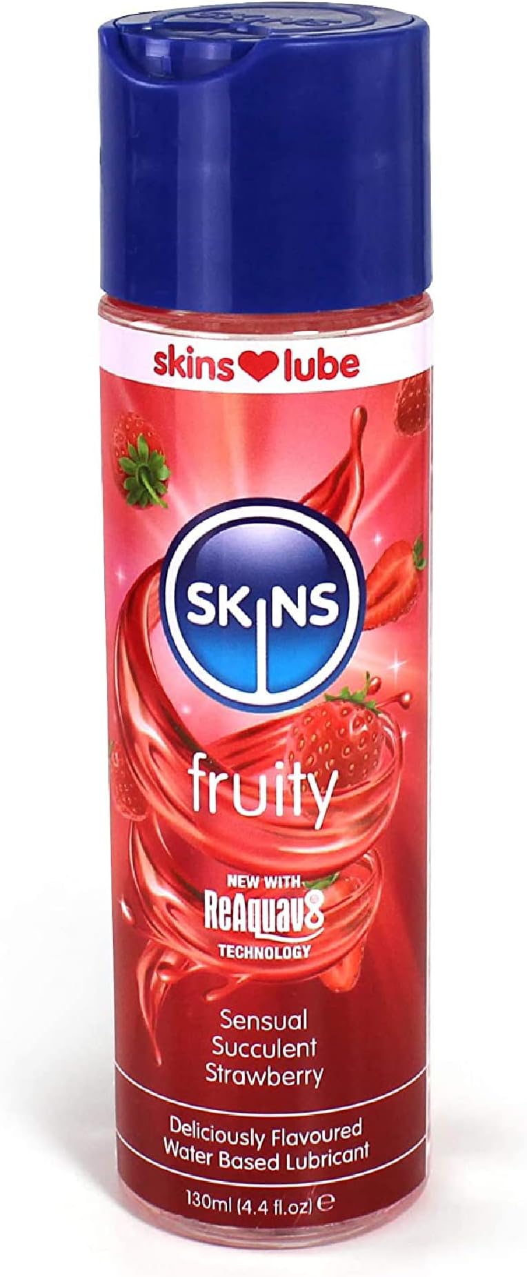 Sexual Health Strawberry Flavoured Water Based Lubricant (Condom Compatible) with ReAquav8 Technology 4.4 fl oz (130ml)