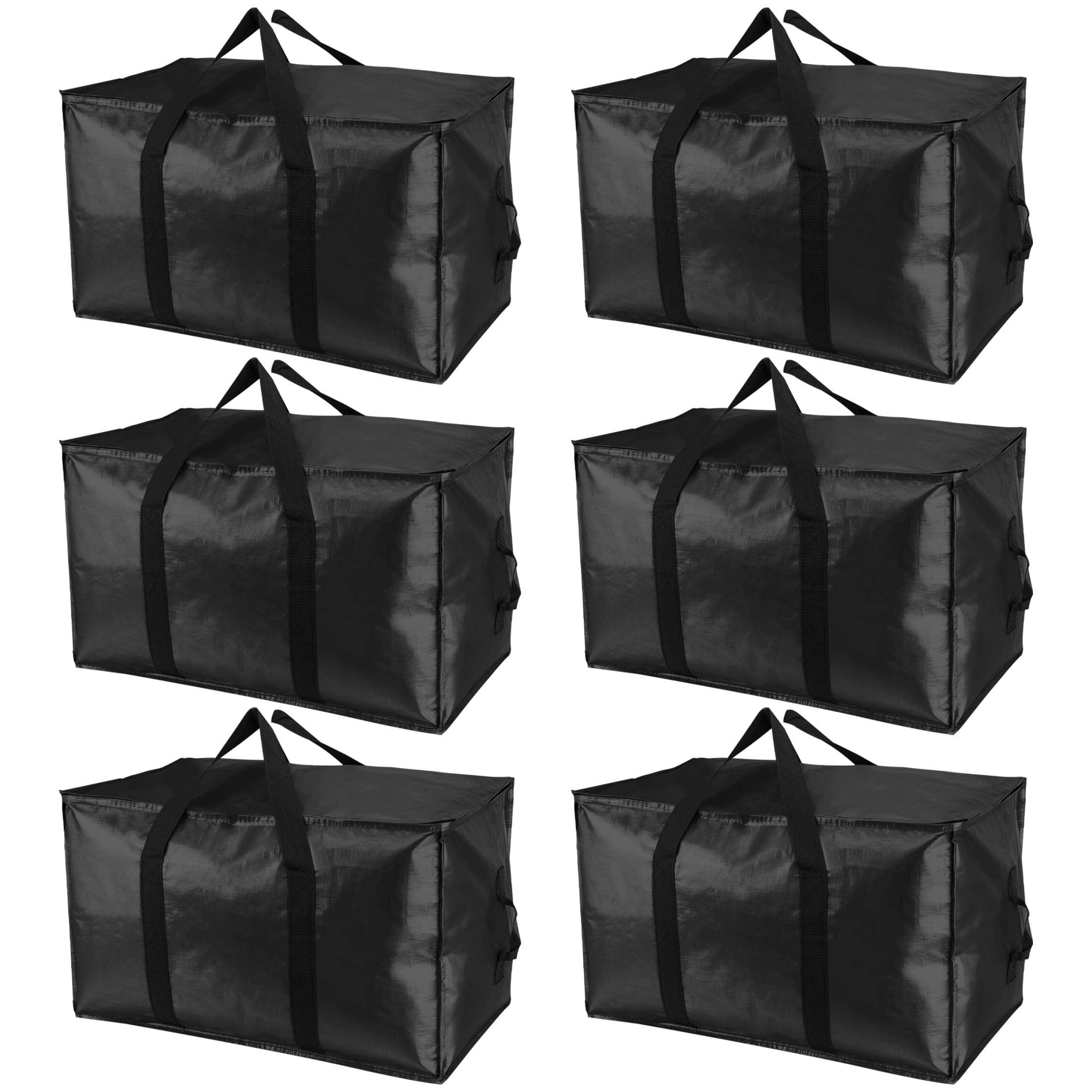 Bestdin 6 Pcs 80L Heavy Duty Storage Bags - Large Storage Bags with Zips, Tag Pocket, Reinforced Handles, Waterproof Moving Bags Perfect for College Dorm, Traveling, Camping, Christmas Decorations