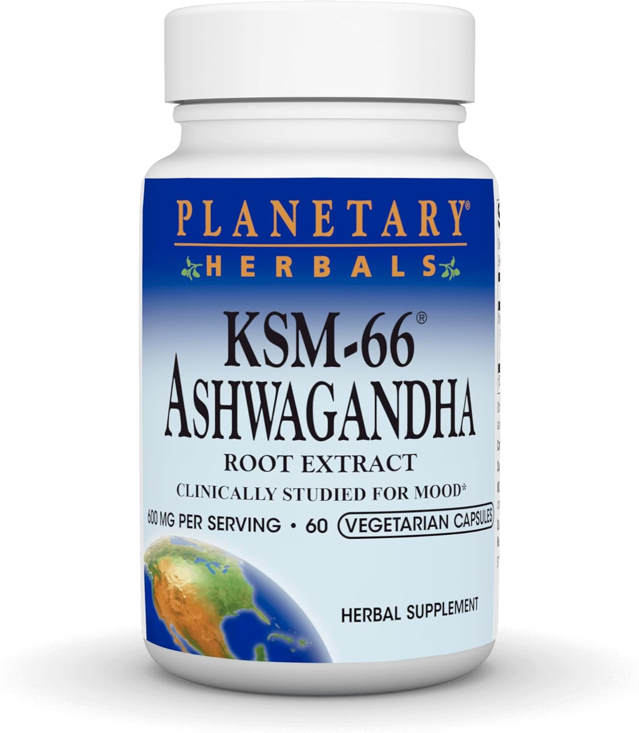 Planetary Herbals KSM-66 Ashwagandha Root Extract - 600 mg - 60 Vegetarian Capsules