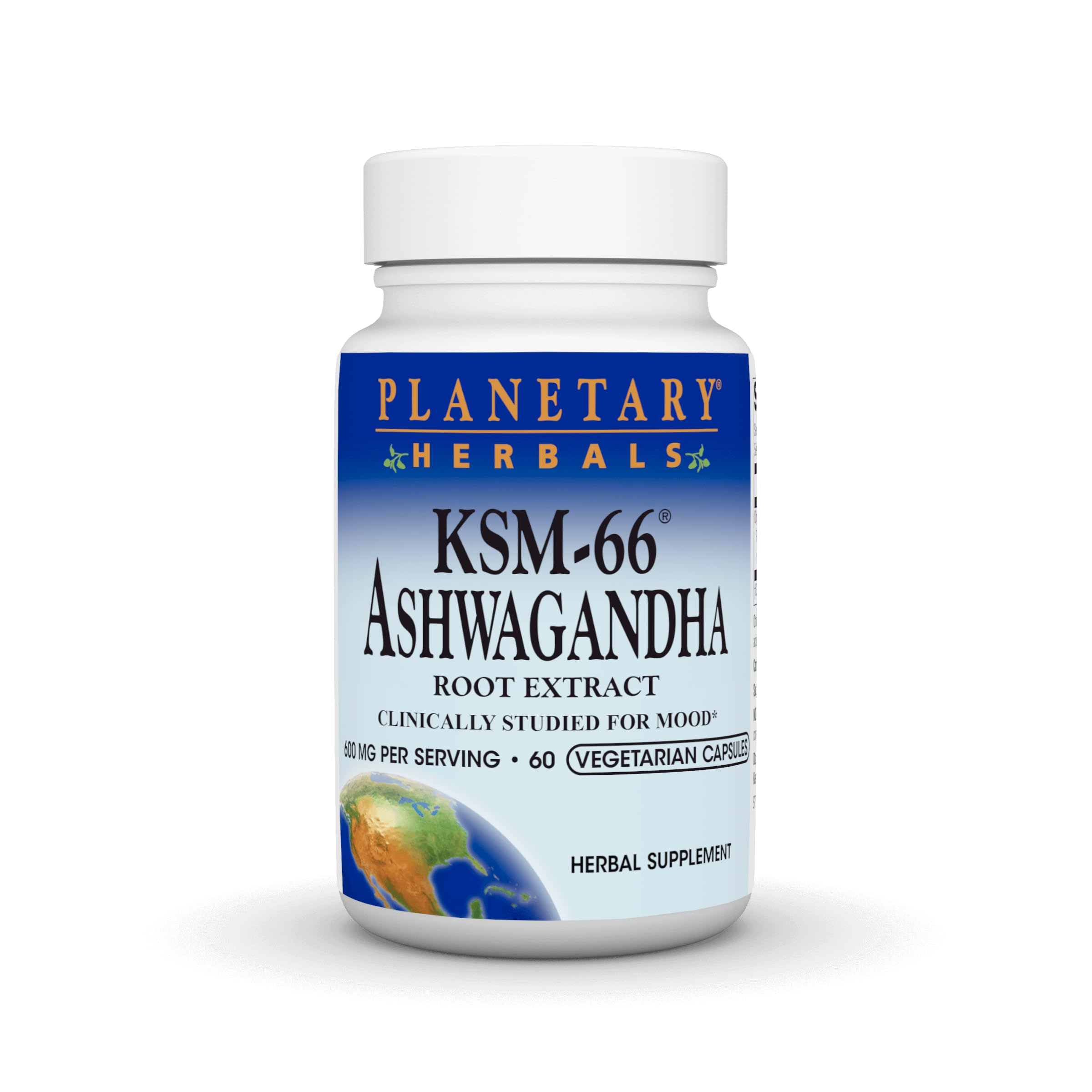 Planetary Herbals KSM-66 Ashwagandha Root Extract - 600 mg - 60 Vegetarian Capsules