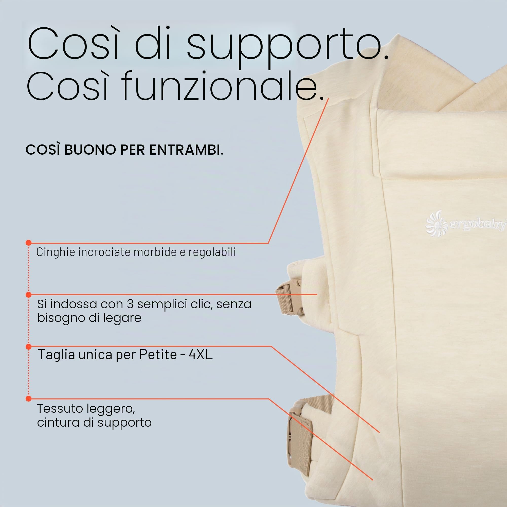 Ergobaby Embrac, marsupio per neonati, 3,2-11,3 kg, colore: Blu Oxford