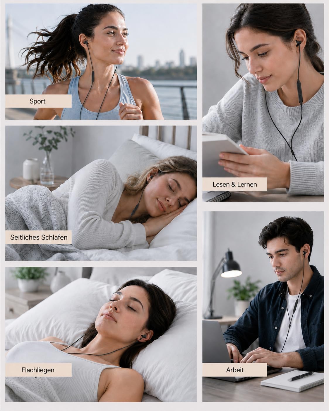 Hearprotek 2 Paar USB c-Schlaf-Ohrhörer, Kopfhörer mit Mikrofon-Silikon-Geräuschisolierung Typ c-Ohrhörer für Android-Telefone, ideal zum Schlafen, Entspannung, Schnarchen
