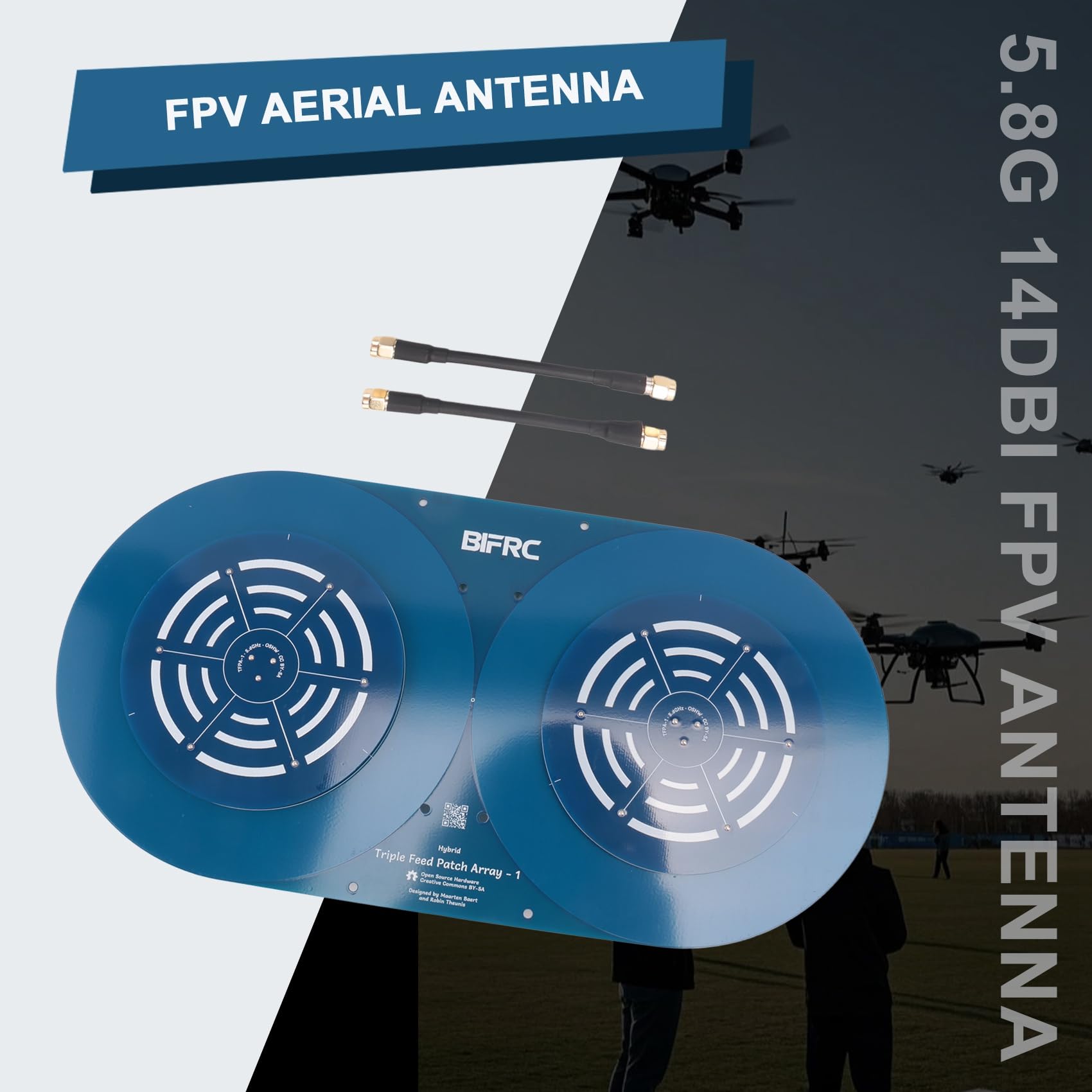 FPV-Antenne 5,8 G Fixierflügel -Country High Gain 14 DBI Richtungsflache Empfangs-Array-Antenne für RC-Drohne Innennadel