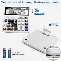 Vista 4 de Desk Calculator 12 Digit Extra Large 4.3-Inch LCD Display, Two Way Power Battery and Solar Calculators Desktop, Big Buttons Easy to Press Used as