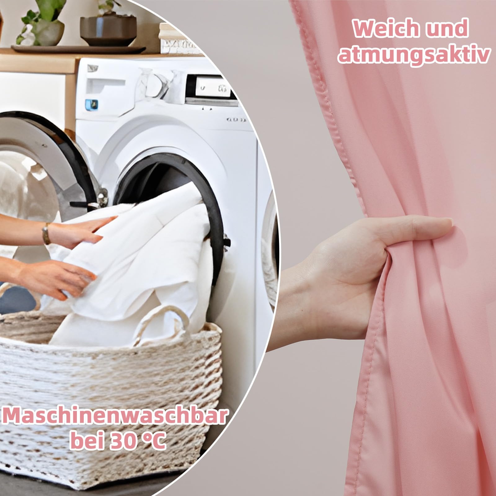Hausbett Himmel mit Lichterkette 2 Stück Deko Baldachin Hausbett Vorhang,Betthimmel Stoffhimmel Hausbett für Mädchen Jungen Kinderbett,135 x 350 cm Rosa