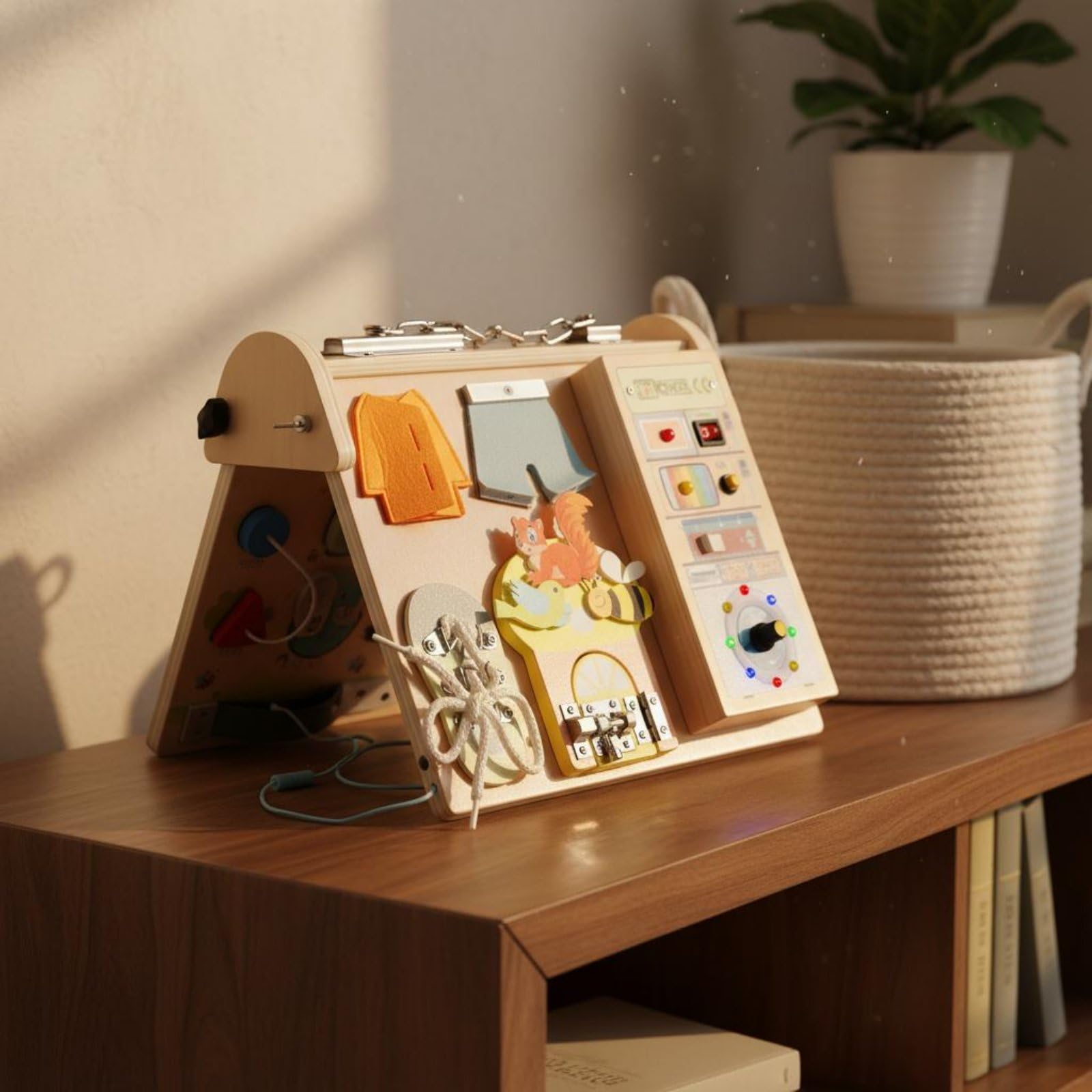 Educational Busy Board lebenspraktische Übungen LED-Busypanel Feinmotorik Multi-Functional Aktivitätsbrett für Kleinkinder, Babys, Zuhause