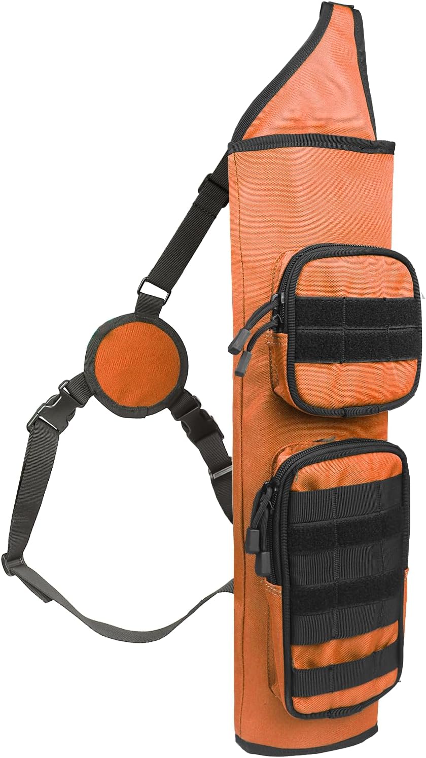 KRATARC Archery Back Arrows Quiver Bag with Molle System and Pockets for Hunting Shooting Target Practice