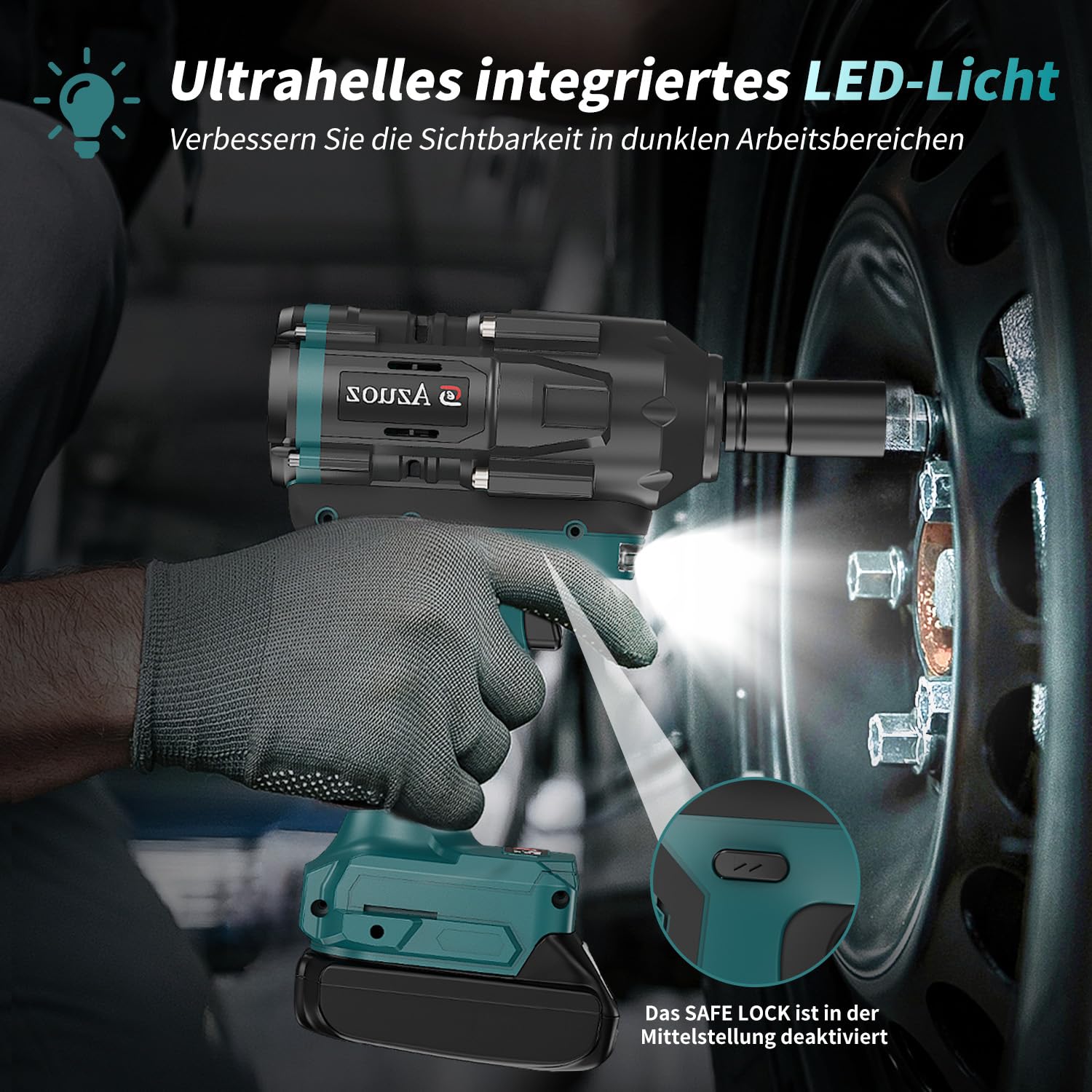 Akku Schlagschrauber 1/2 Kompatibel mit Makita 18V,Bürstenloser Schlagschrauber mit 1500 Nm/1106 FT-LBS, 4-Gang Schlagbohrschrauber 2100 U/min, Hohes Drehmoment, mit 5 Stecknüssen für Auto/Heimwerken