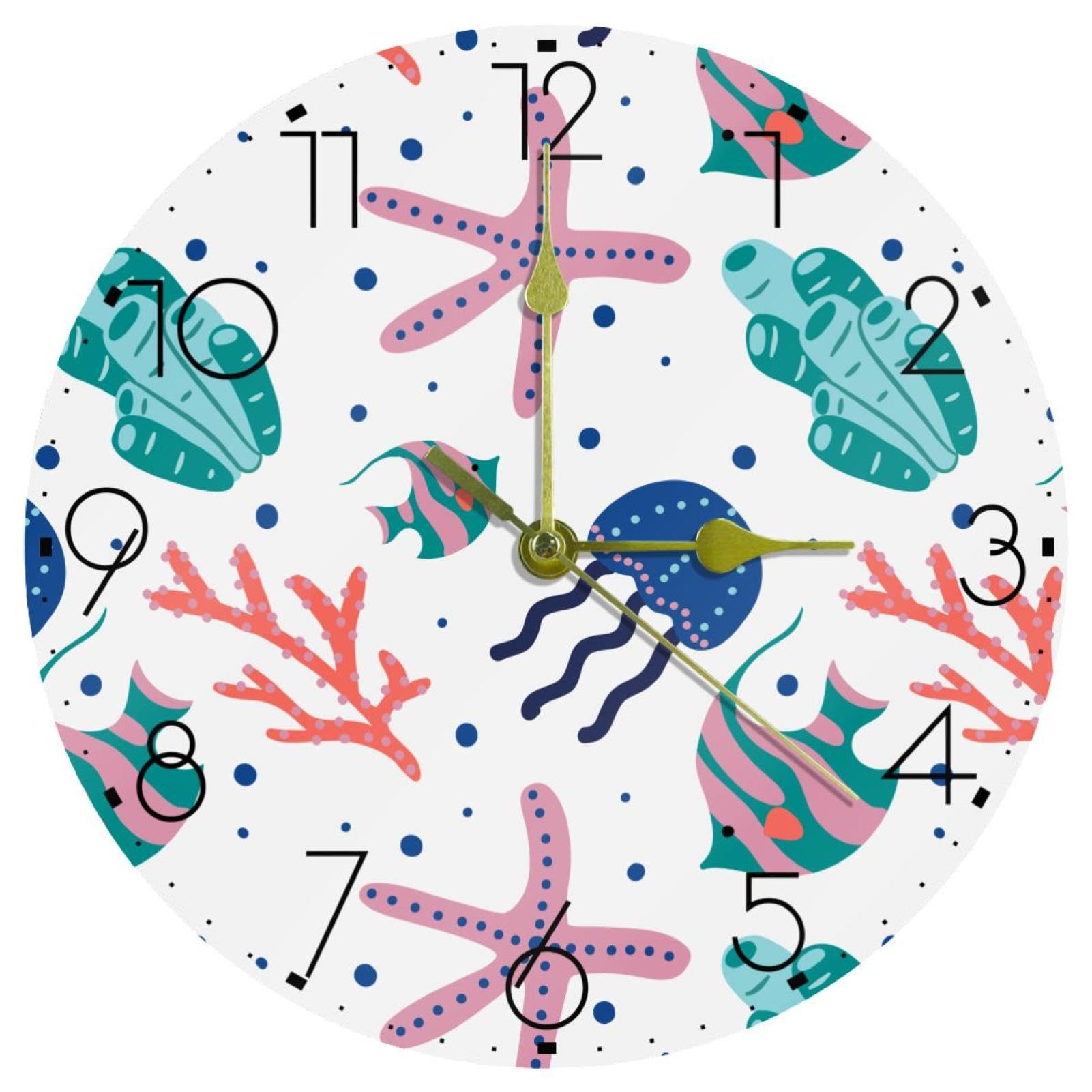 Horloge murale ronde en acrylique mer sans tic-tac