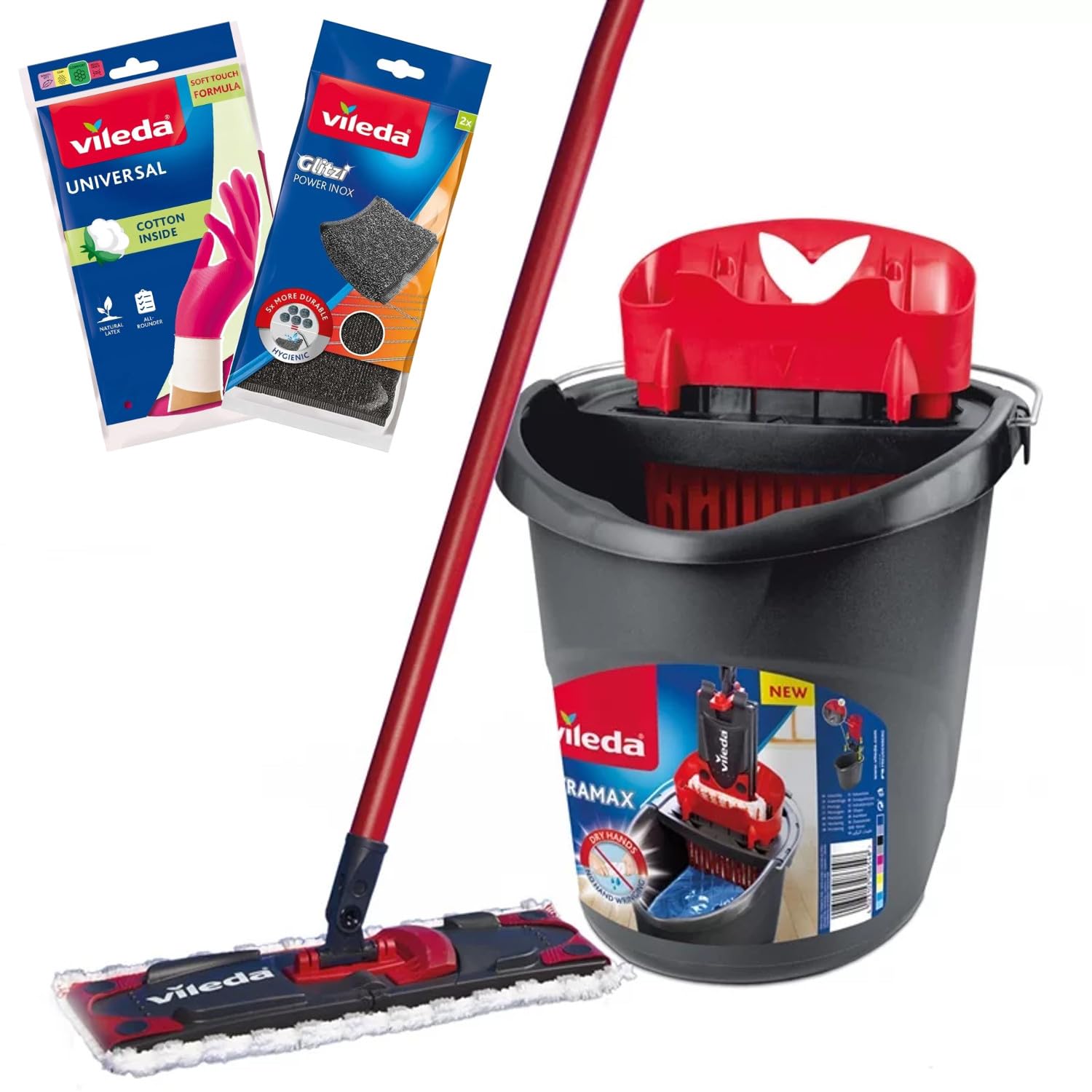 Vileda Ultramax - Set di mocio piatto con strizzatura senza contatto