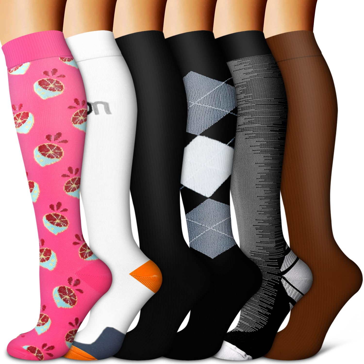 Copper Compression Socks for Women &amp; Men (6 pairs) - Best Support for Nurses, Running, Hiking, Recovery